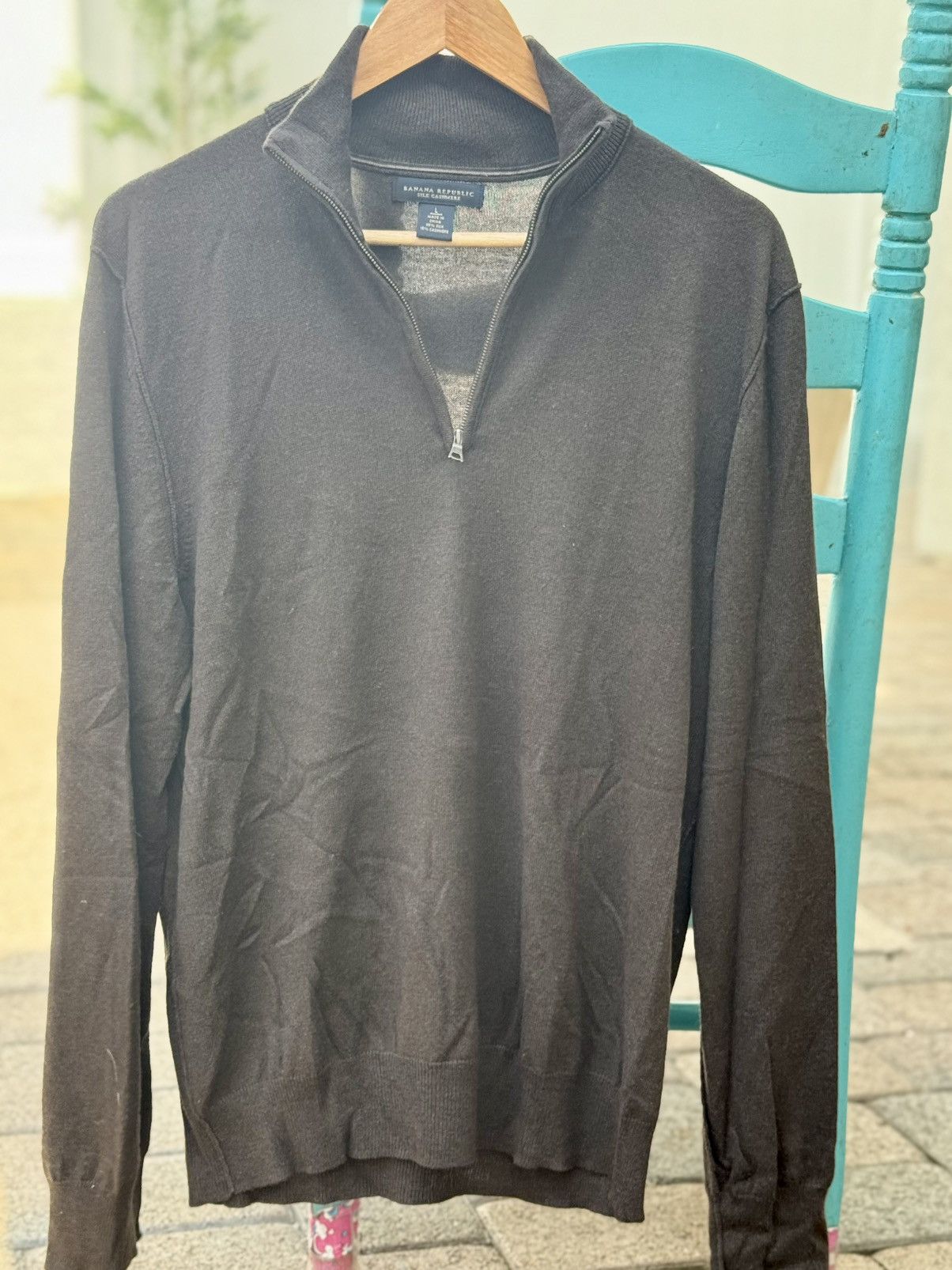 Banana Republic Banana Republic Silk Cashmere 1/4 Zip Sweater Size L – Brown Size US L / EU 52-54 / 3 - 1 Thumbnail