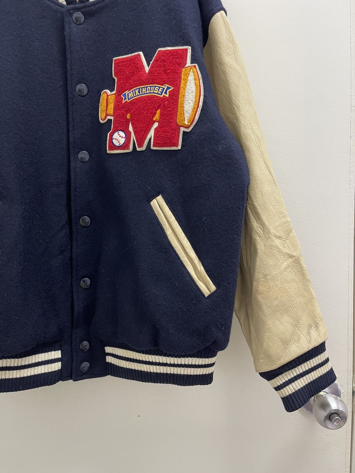 Vintage Vtg Miki House Wool Leather Varsity Jacket Size US M / EU 48-50 / 2 - 9 Thumbnail