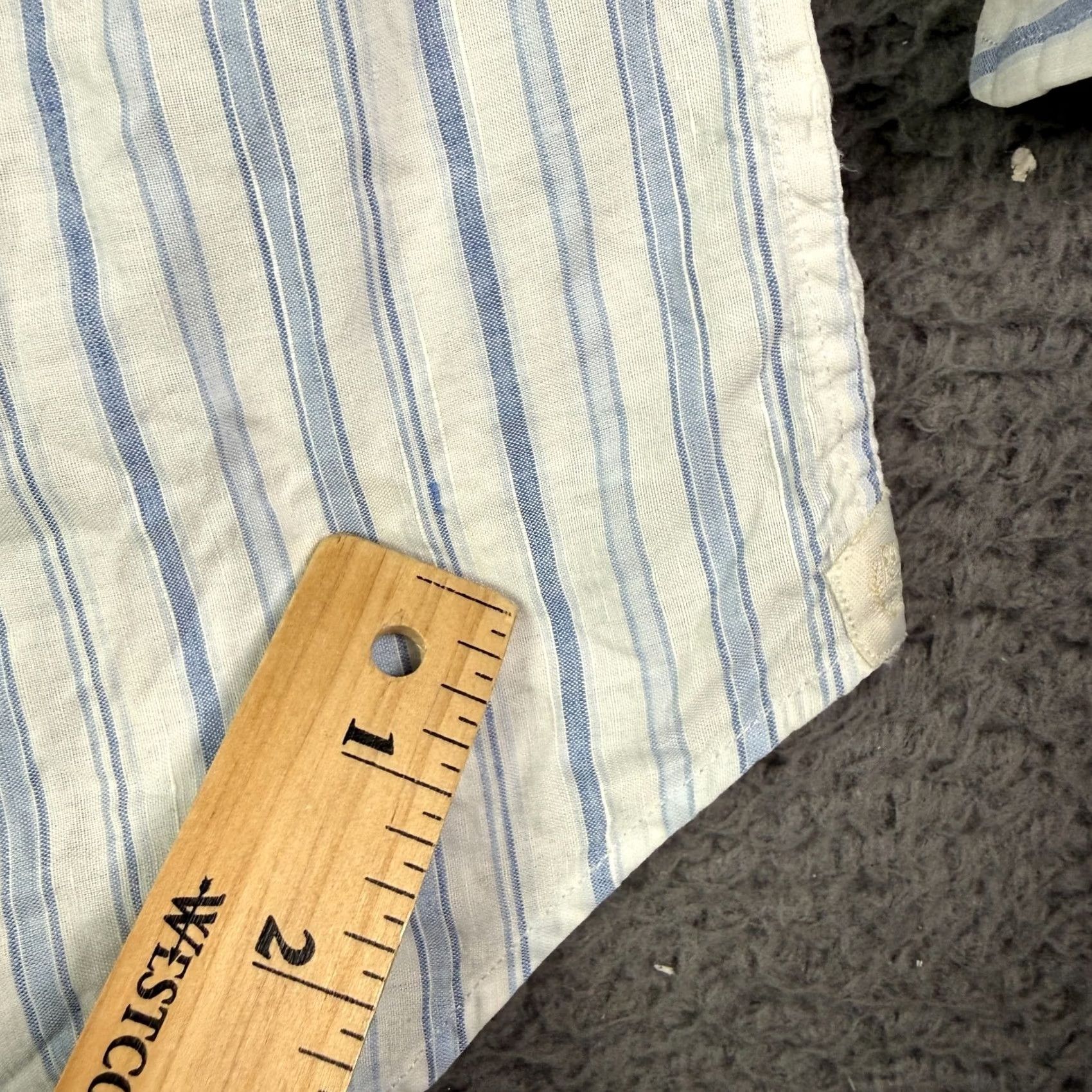 Loro Piana Loro Piana Shirt Mens 18/45 White Blue Striped Linen Blend Long Sleeve Pocket Button-Up Shirt Mens 2XL Blue Size US XXL / EU 58 / 5 - 7 Thumbnail
