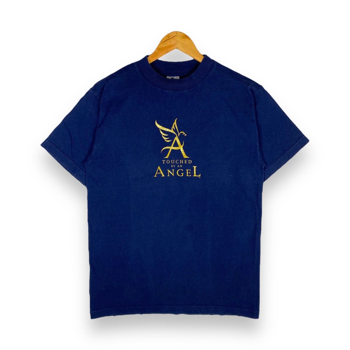 image of In God We Trust x Movie Vintage 90's Touched By An Angel Tv Show Cbs Promo Logo Tee in Navy (Size M