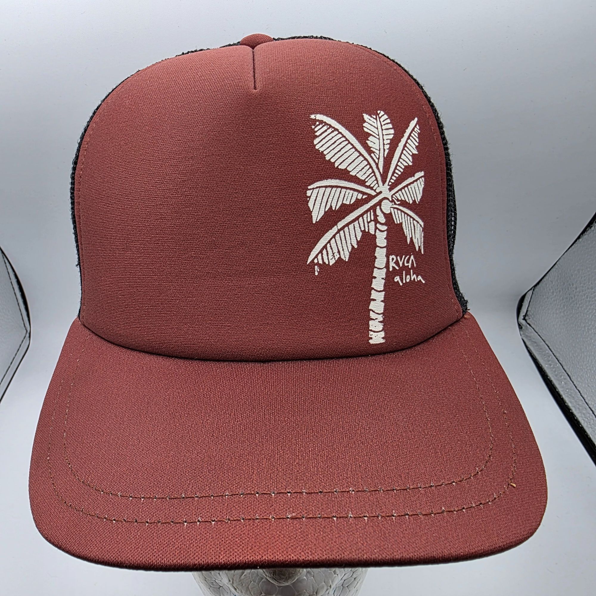 RVCA RVCA Aloha Adults Red Black Trucker Hat Casual Beach Summer Size ONE SIZE - 1 Thumbnail