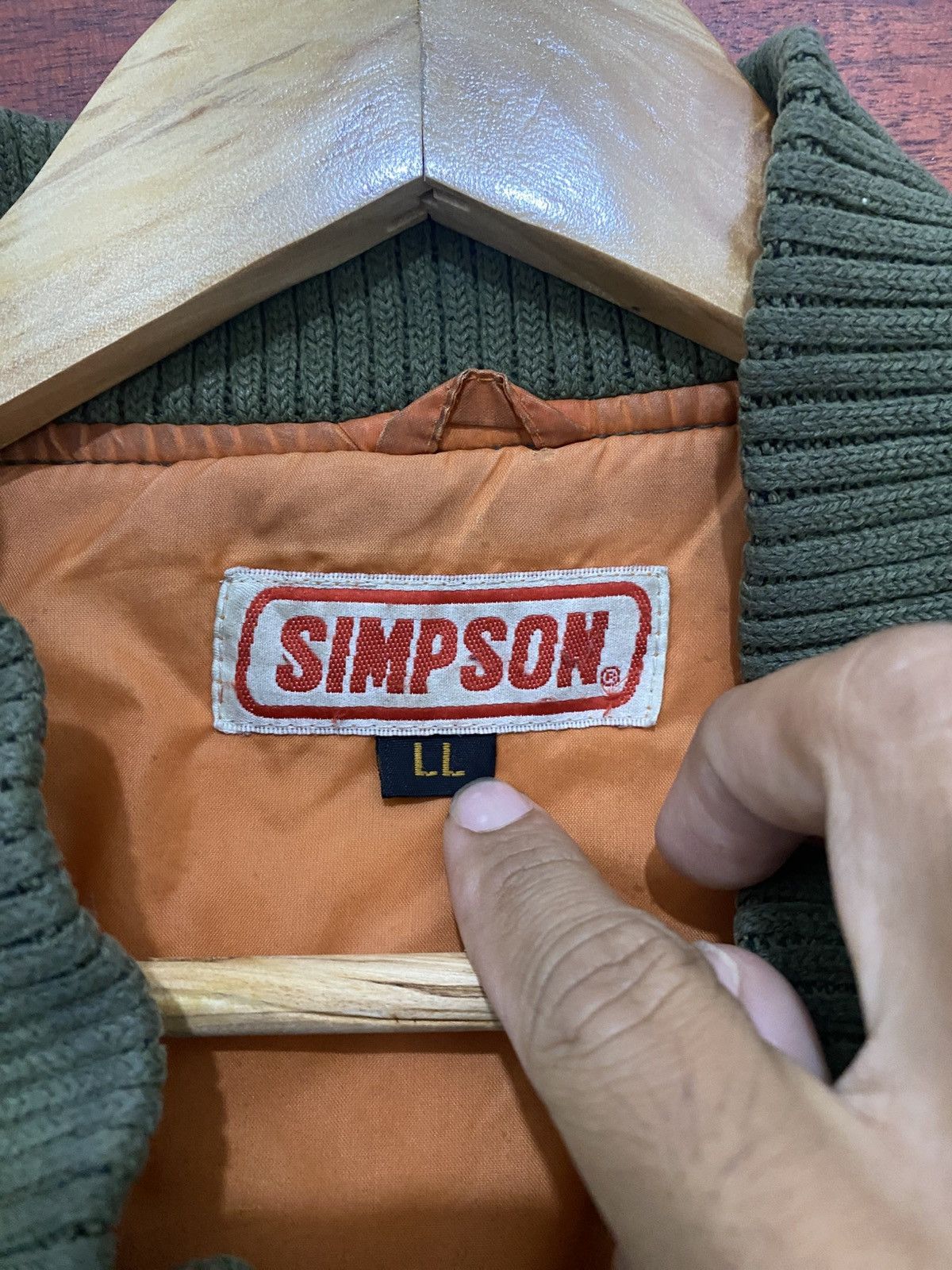 Sports Specialties × Vintage Simpson Biker Bomber Jacket Olive Green Ma-1 Motorcycle Size US L / EU 52-54 / 3 - 8 Thumbnail