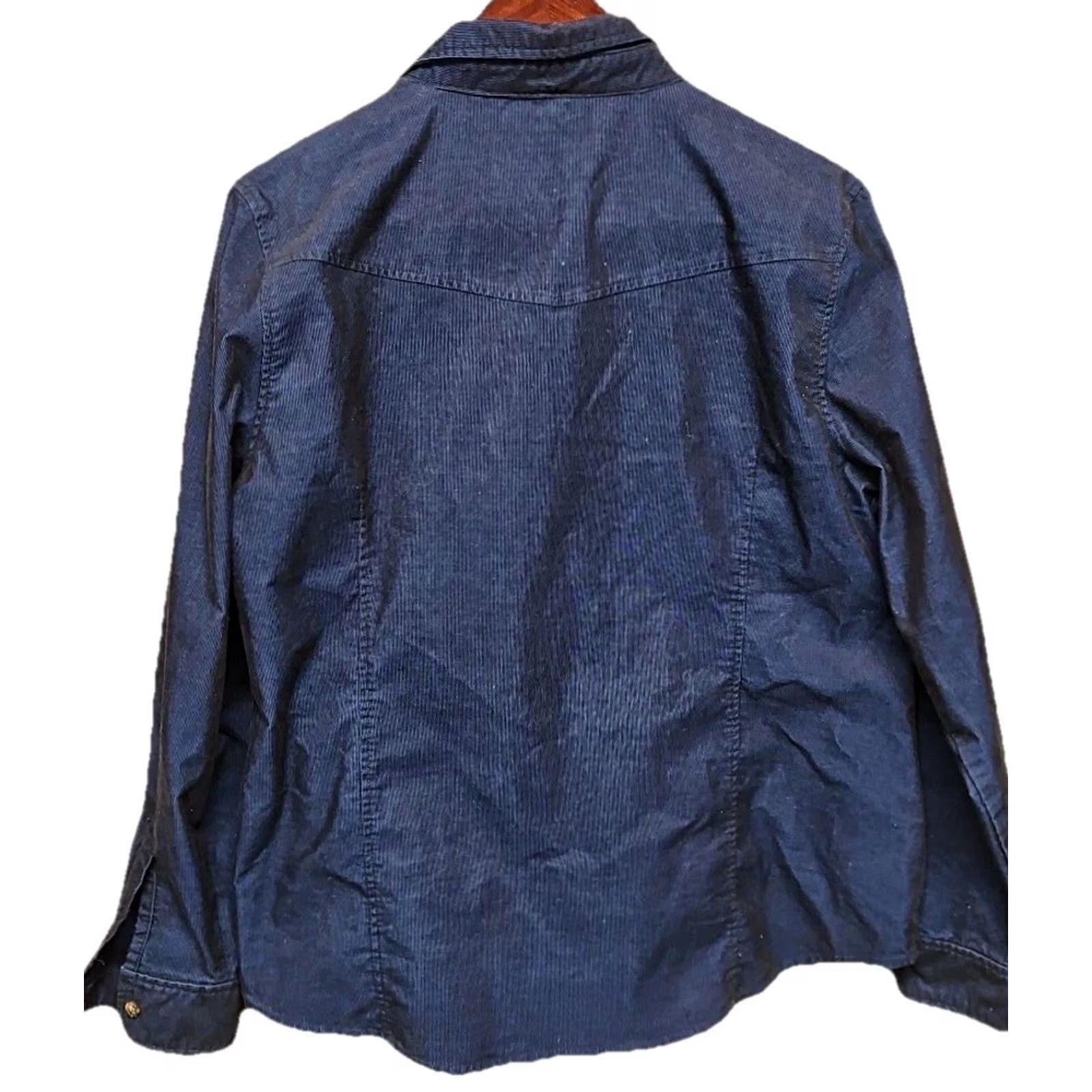 Vintage Cato Corduroy Women’s XL Navy Blue Button Front Shirt Utility Pockets Size XL / US 12-14 / IT 48-50 - 6 Thumbnail