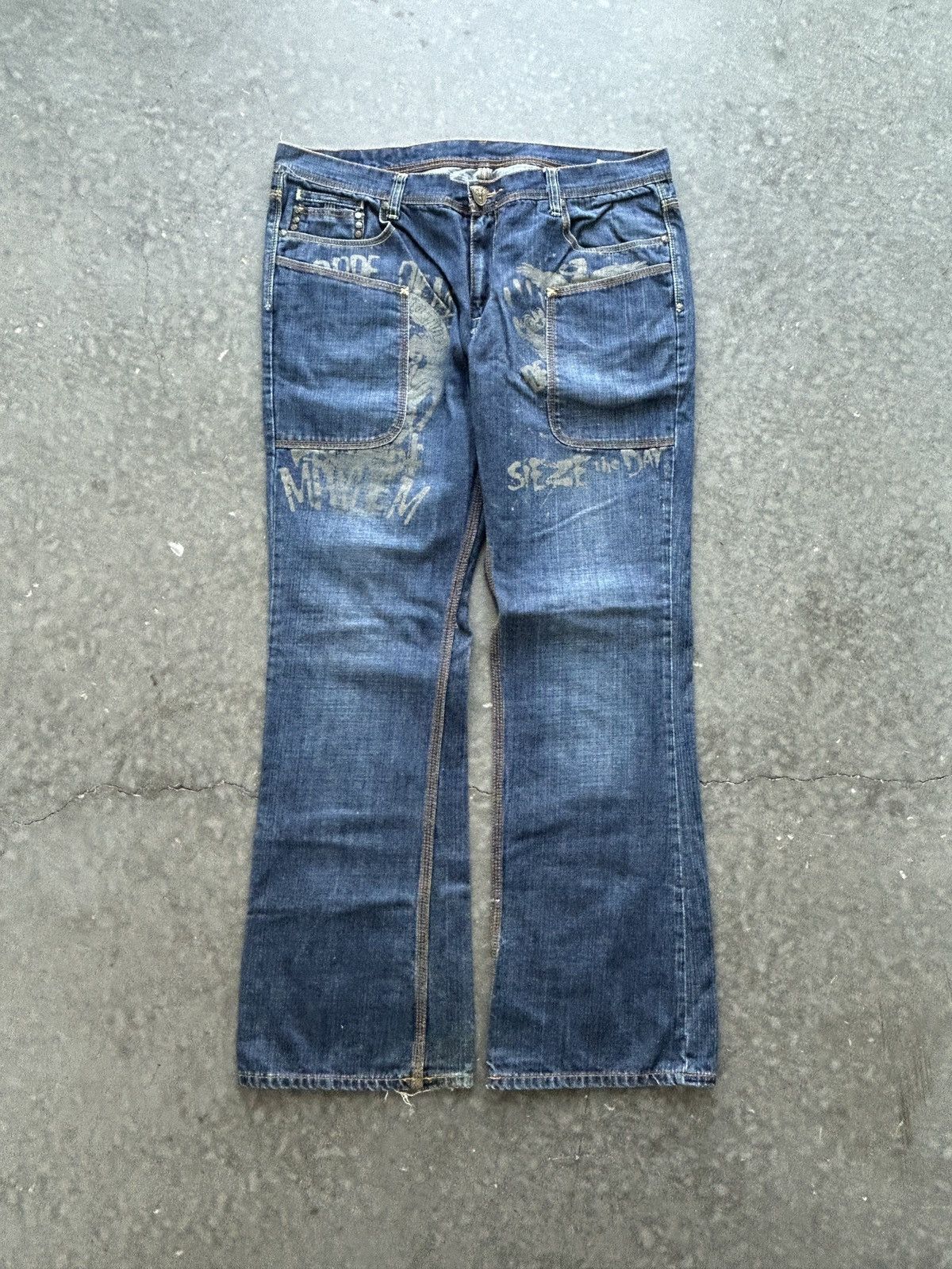 Black Label Vintage Y2K Blac Label Carpe Diem Flared Denim Size US 40 / EU 56 - 1 Thumbnail