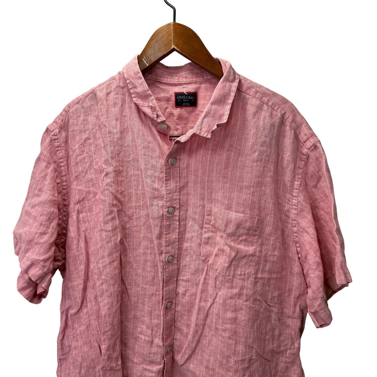 UNTUCKit UNTUCKit Men's Shirt sz XXXL Short Sleeve Linen #G674 Size US XXL / EU 58 / 5 - 6 Thumbnail