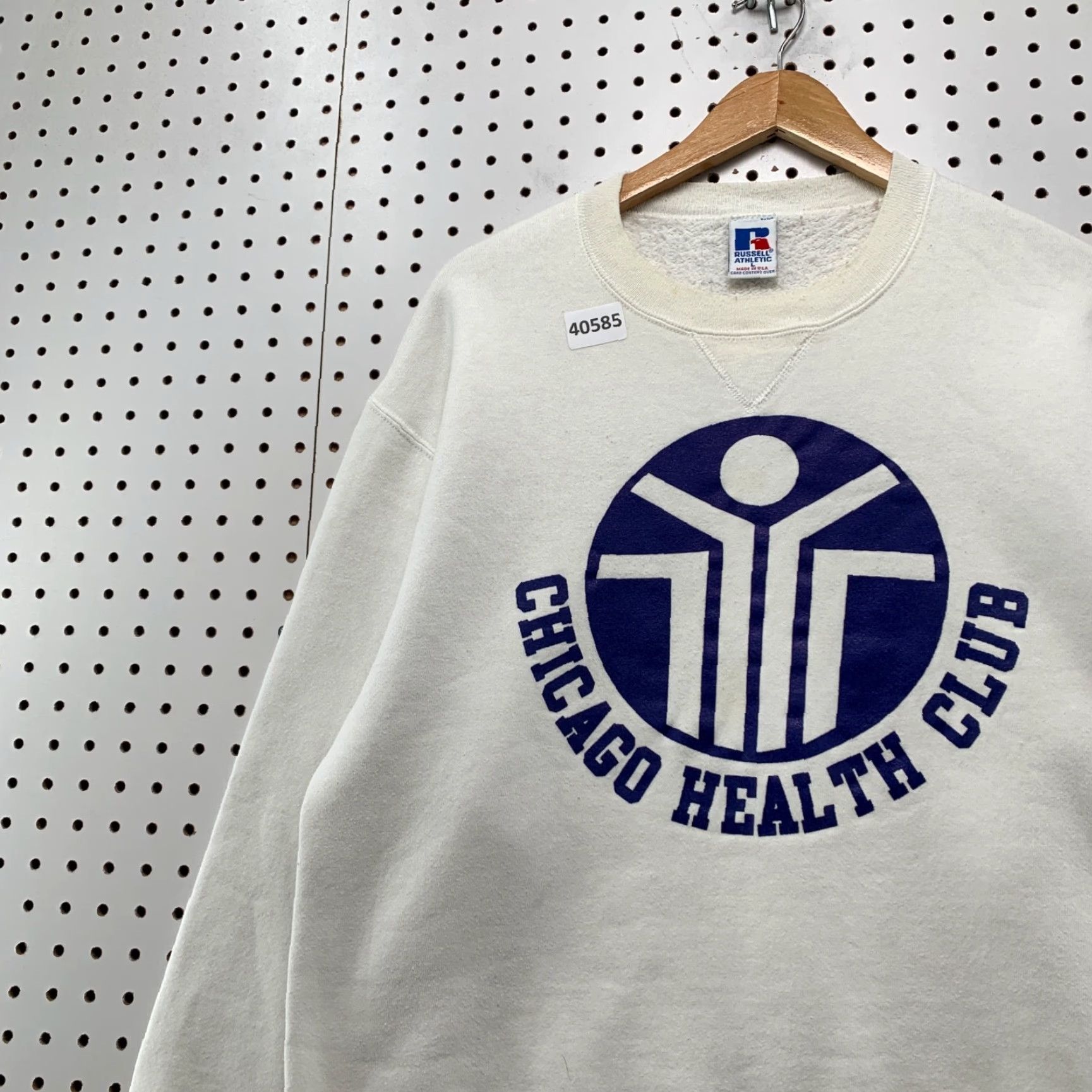 Russell Athletic VINTAGE Chicago Health Club Crewneck Sweatshirt Mens Large White USA 90s Size US L / EU 52-54 / 3 - 6 Thumbnail