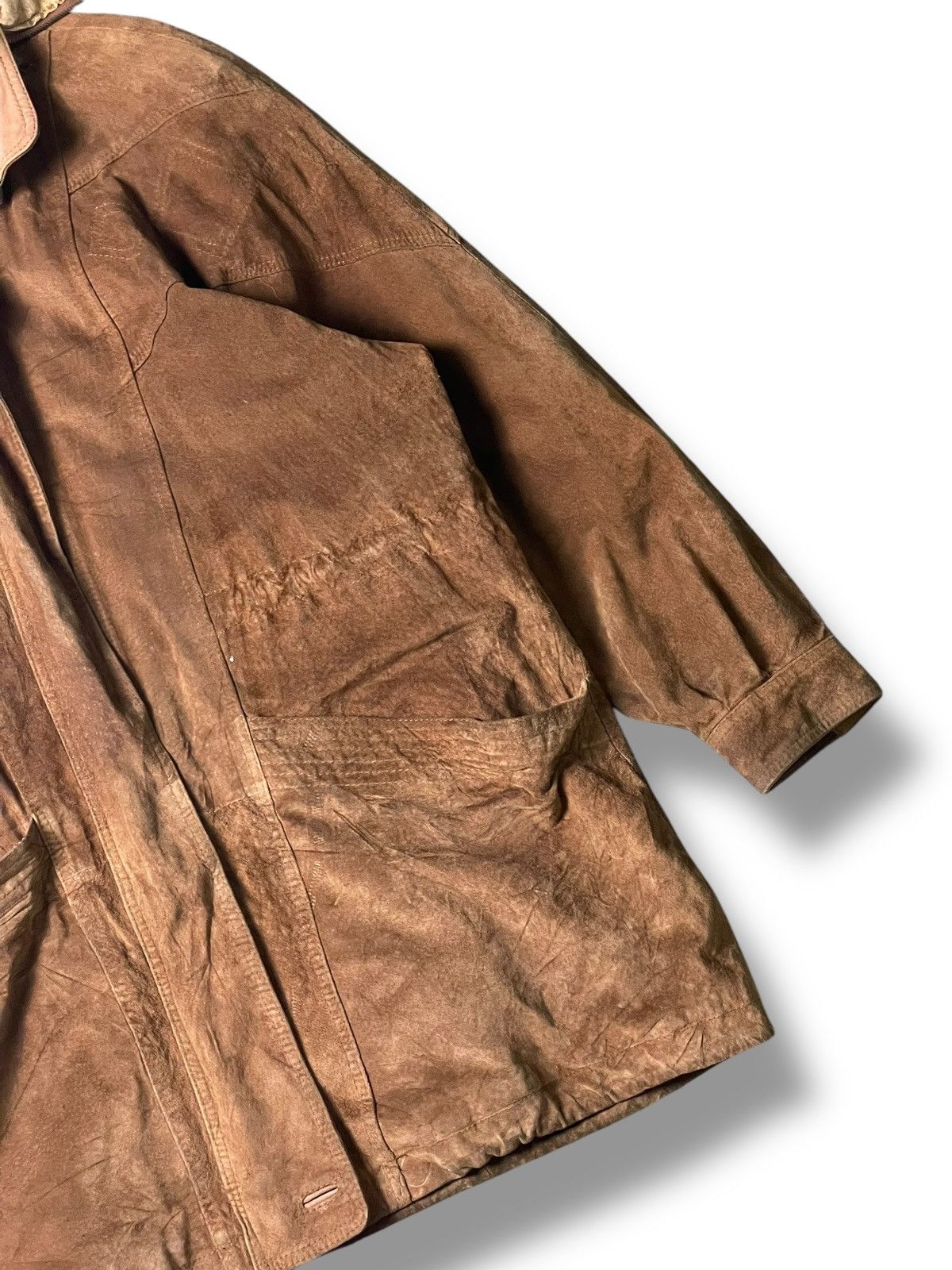 Japanese Brand × Vintage DERIMOD Brand Leather Suede Fur Hooded Jacket (99) Size US L / EU 52-54 / 3 - 3 Thumbnail