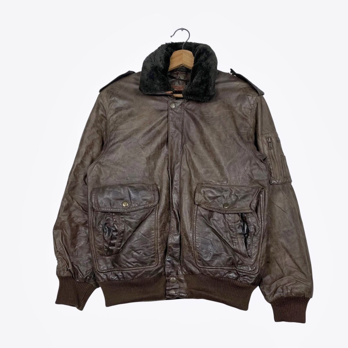 Japanese Brand Japanese Brand Military Leather Jacket Size US S / EU 44-46 / 1 - 1 Thumbnail