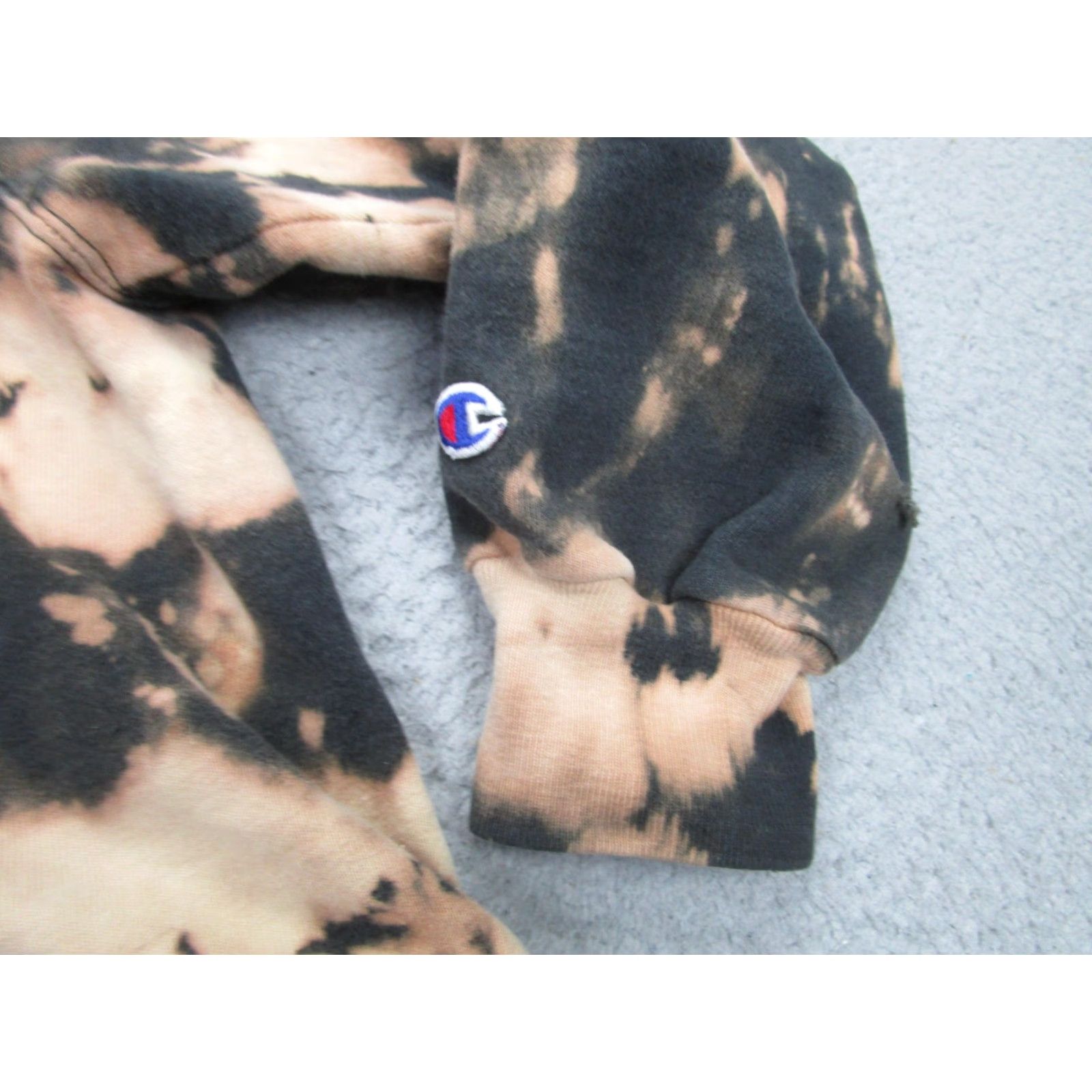 Champion Vintage Champion Hoodie XL Black Tan Bleach Tie Dye USA Made 90s Grunge Size US XL / EU 56 / 4 - 4 Thumbnail