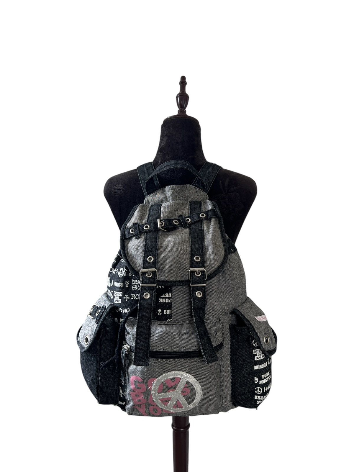 Japanese Brand Love & Peace 🇯🇵 Bondage Punk Tanker Backpack Size ONE SIZE - 4 Thumbnail