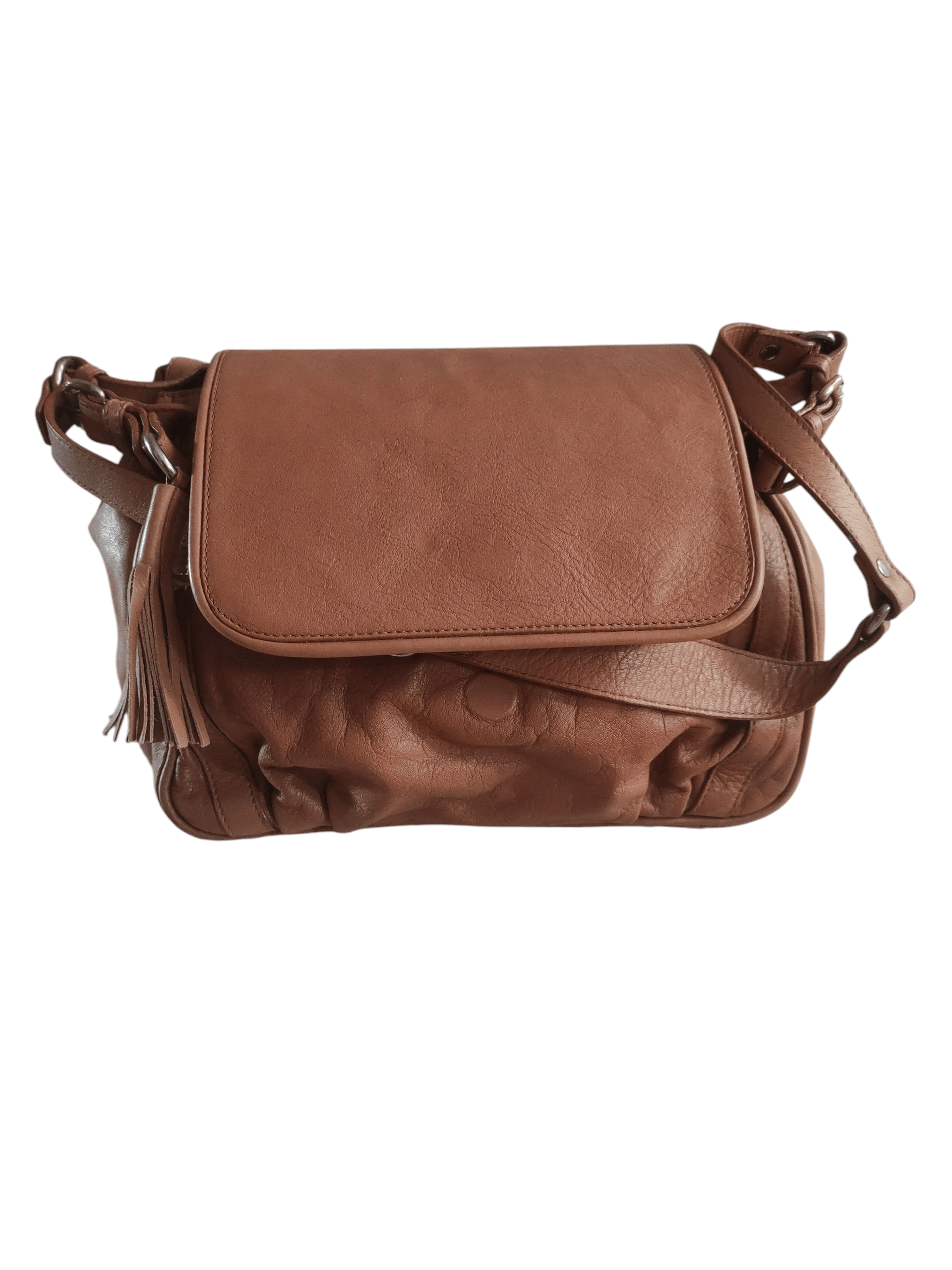 Massimo Dutti Massimo Dutti Satchel Bag Camel Leather Crossbody Bag Size ONE SIZE - 1 Thumbnail