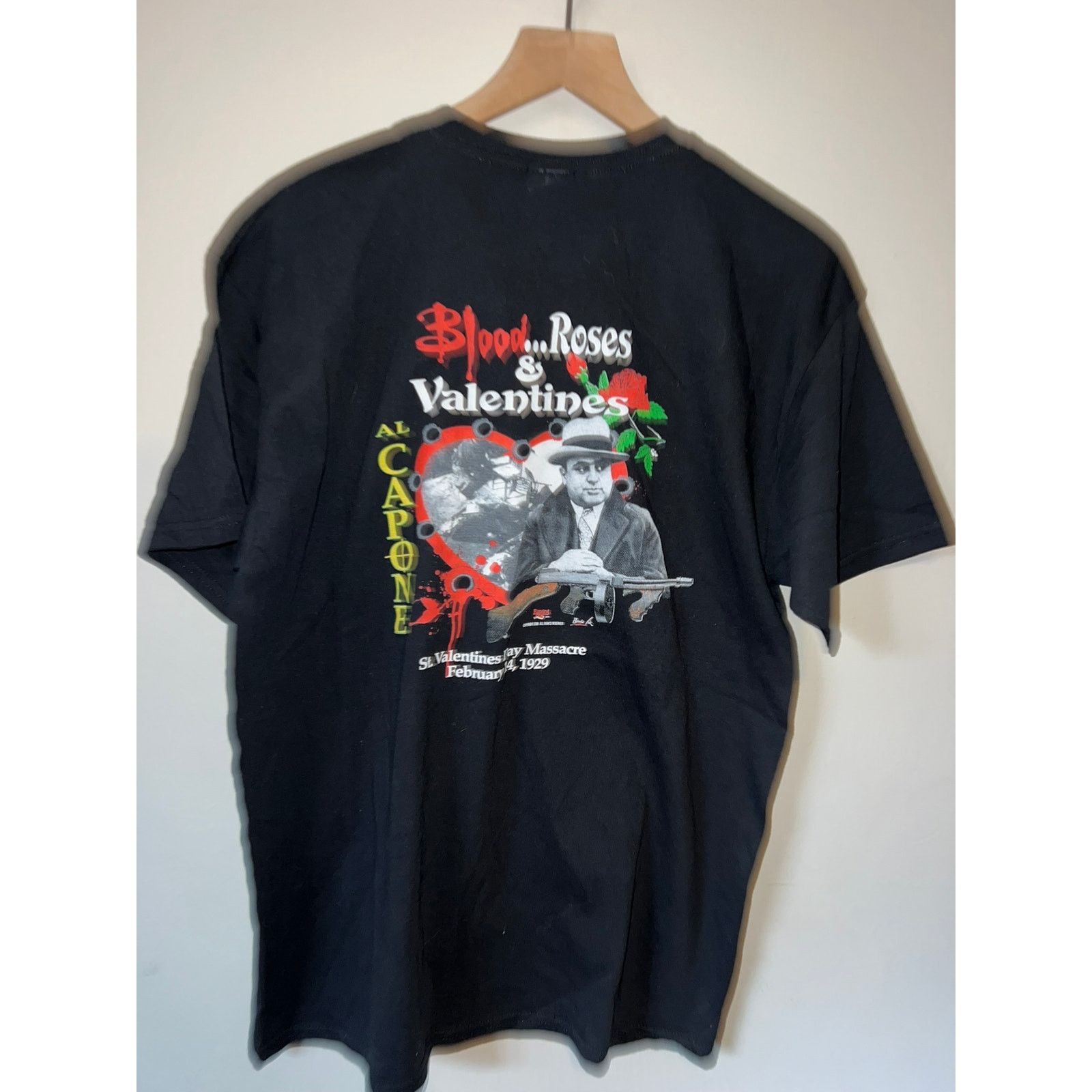 Gildan Vintage Al Capone Shirt Blood Roses & Valentines Tee Large Size US L / EU 52-54 / 3 - 4 Thumbnail