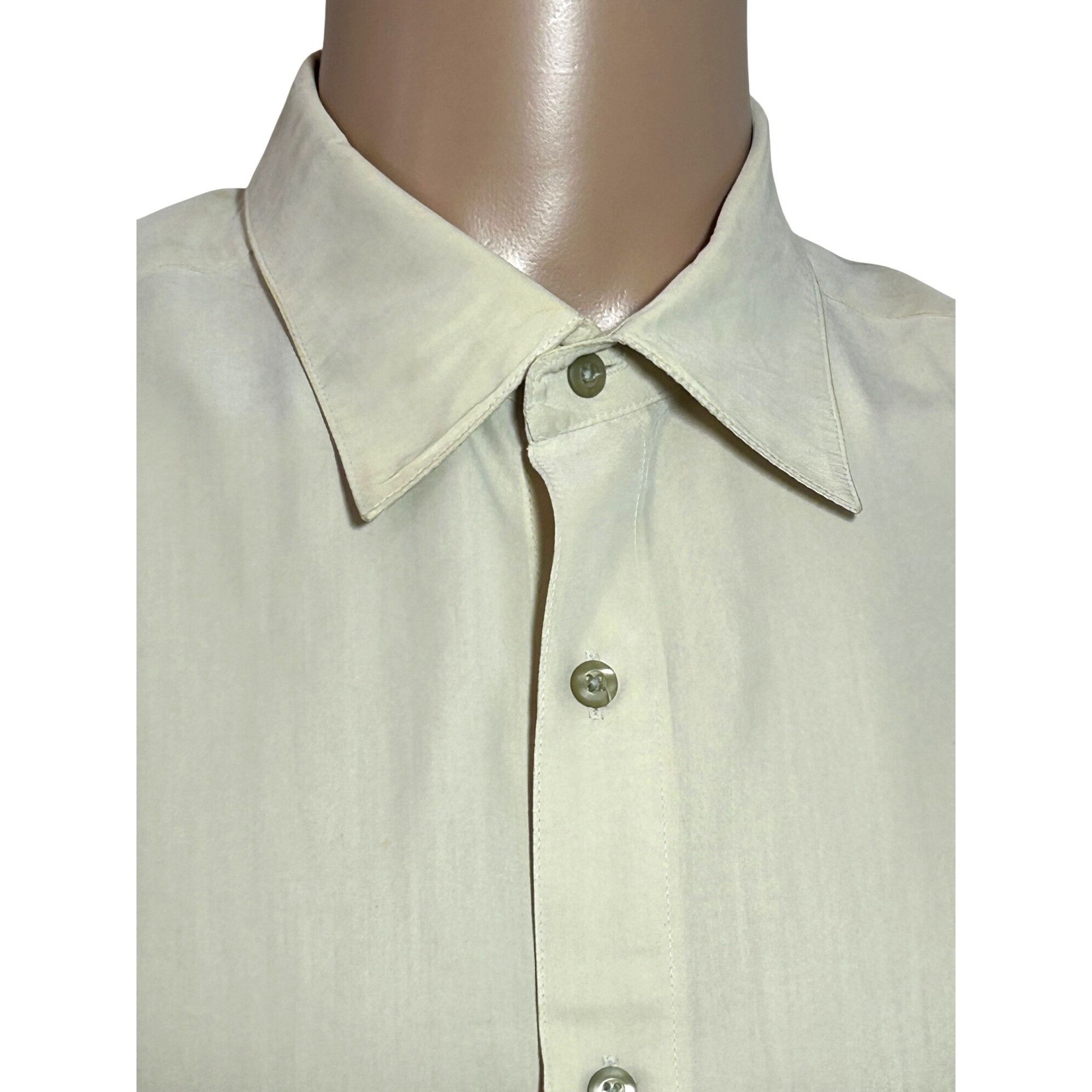 Alfani Alfani Men’s Button Up Shirt L Pale Yellow Short Sleeve Vtg Size US L / EU 52-54 / 3 - 9 Thumbnail