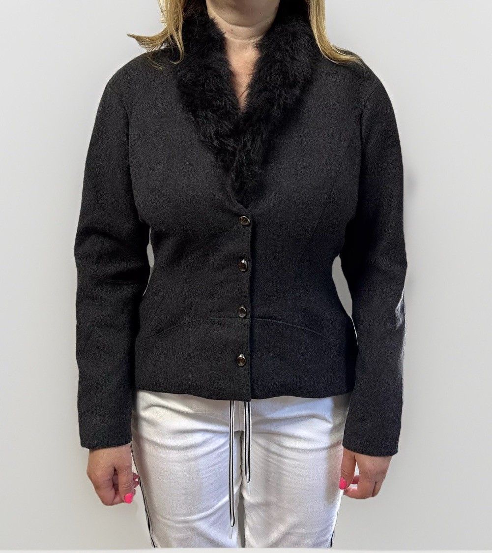 Thierry Mugler Vintage 90s Thierry Mugler Womens Fur Jacket wool cashmere Size L / US 10 / IT 46 - 1 Thumbnail