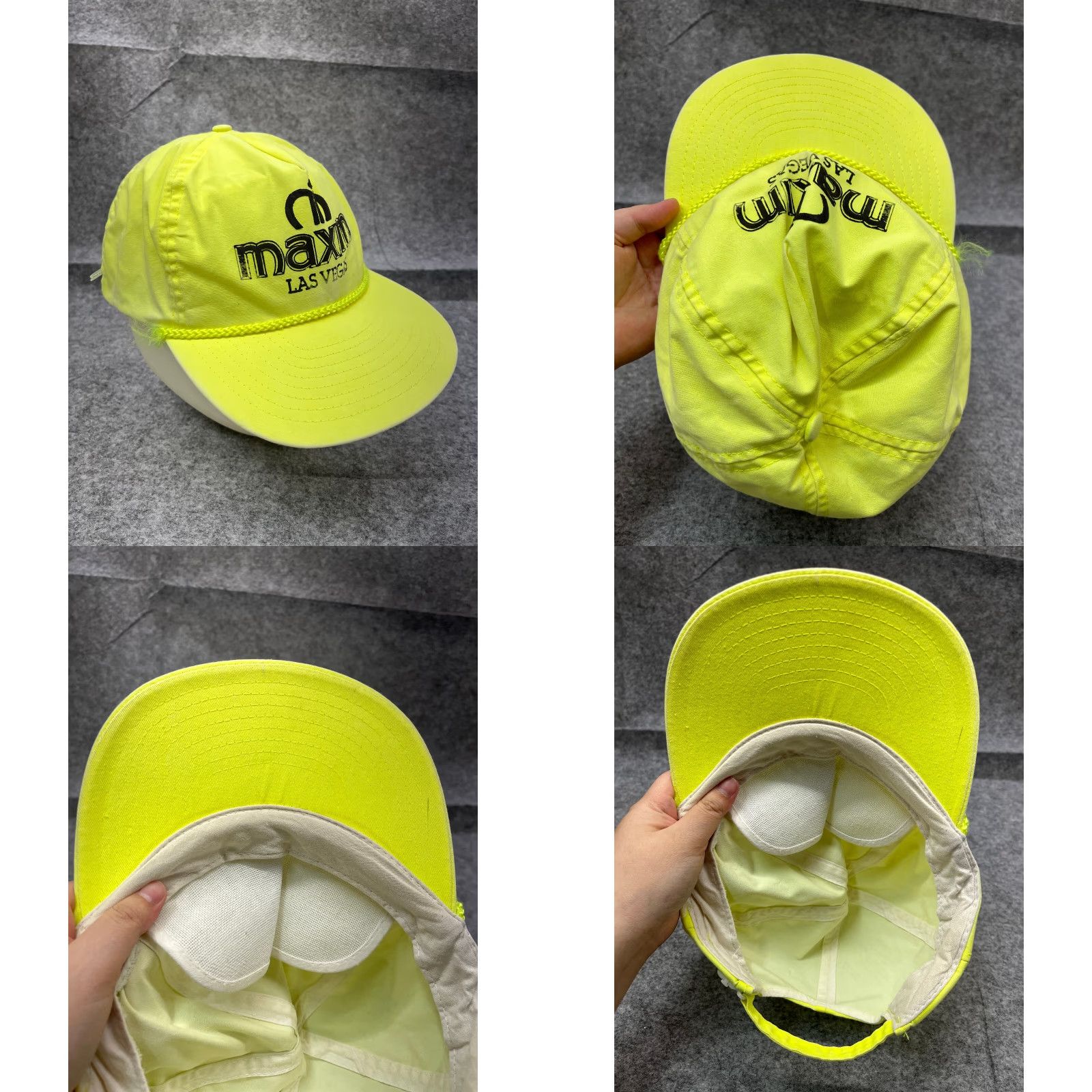 Vintage Maxim Las Vegas Cap Snapback One Size Neon Green Nylon Baseball Hat 90s Casual Mens Size ONE SIZE - 8 Thumbnail