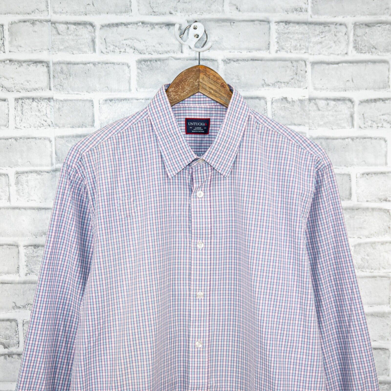 UNTUCKit UNTUCKit Long Sleeve Casual Button up Shirt Pink Blue check Size US L / EU 52-54 / 3 - 4 Thumbnail