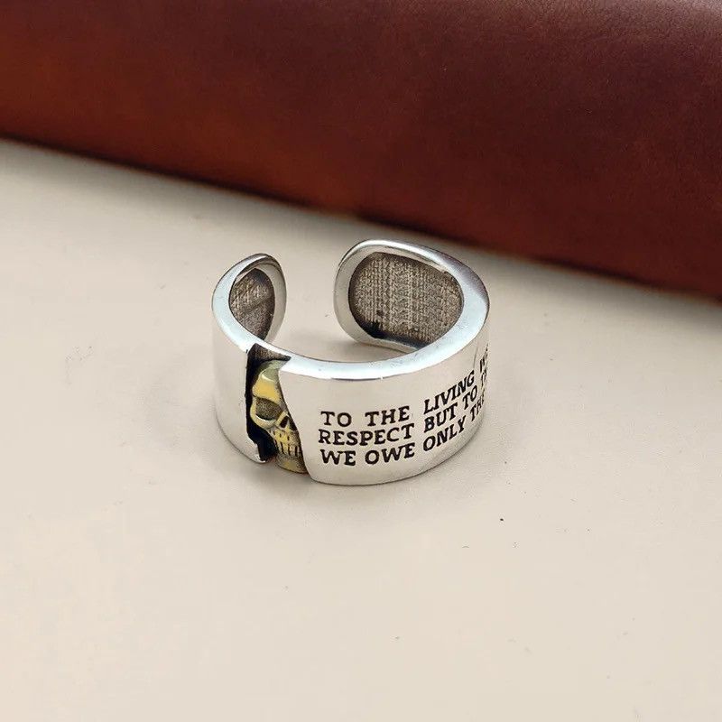 Jewelry × Vintage Retro Skull & Letter Engrave Ring Size ONE SIZE - 3 Thumbnail