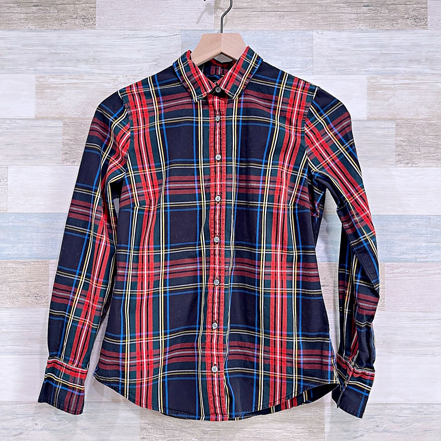 J.Crew J CREW Slim Stretch Perfect Shirt Black Plaid Button Women 2 Size XS / US 0-2 / IT 36-38 - 1 Thumbnail