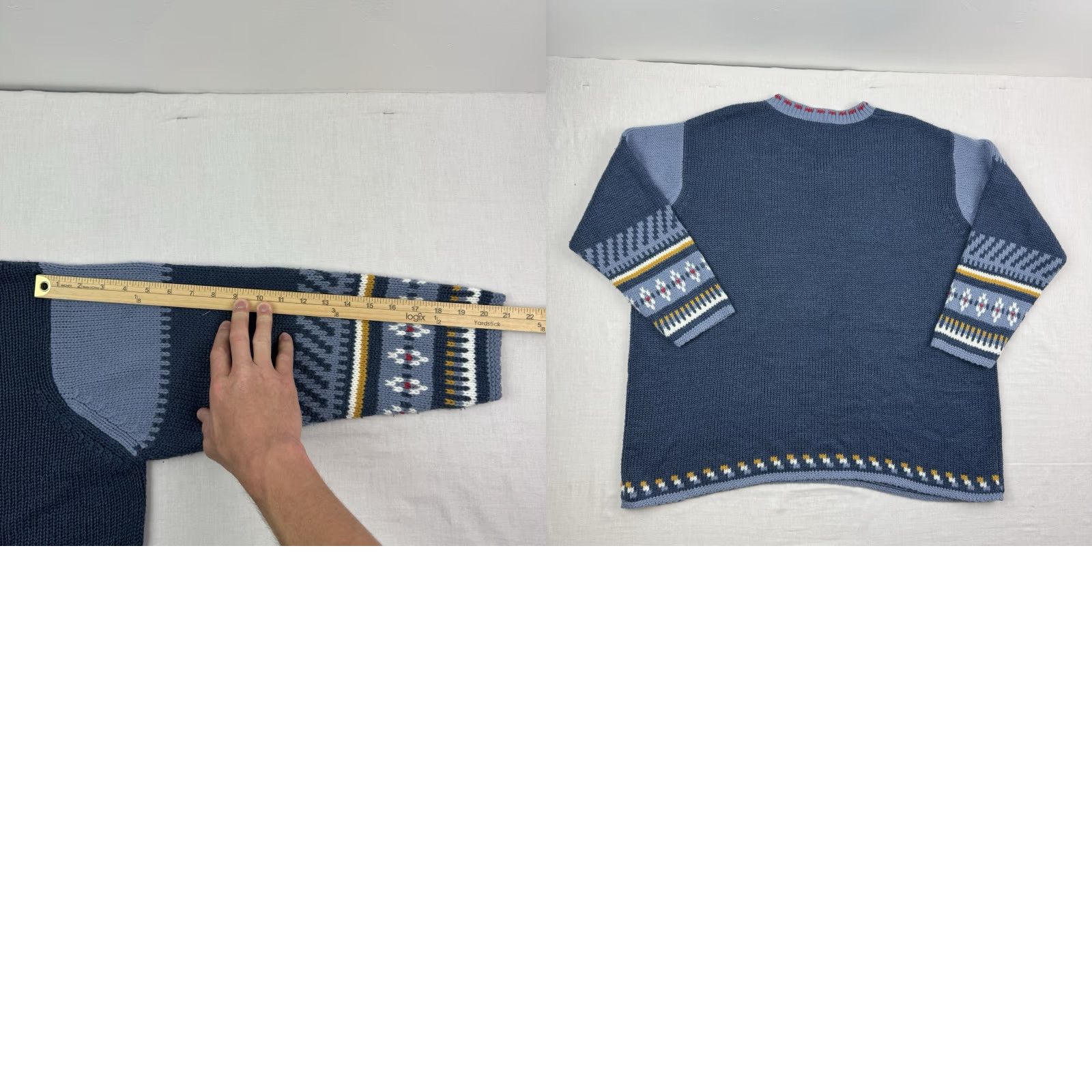 Vintage VINTAGE Main Street Blues Sweater Womens XL Blue V Neck Knitted Y2K Grandma Size XL / US 12-14 / IT 48-50 - 8 Thumbnail