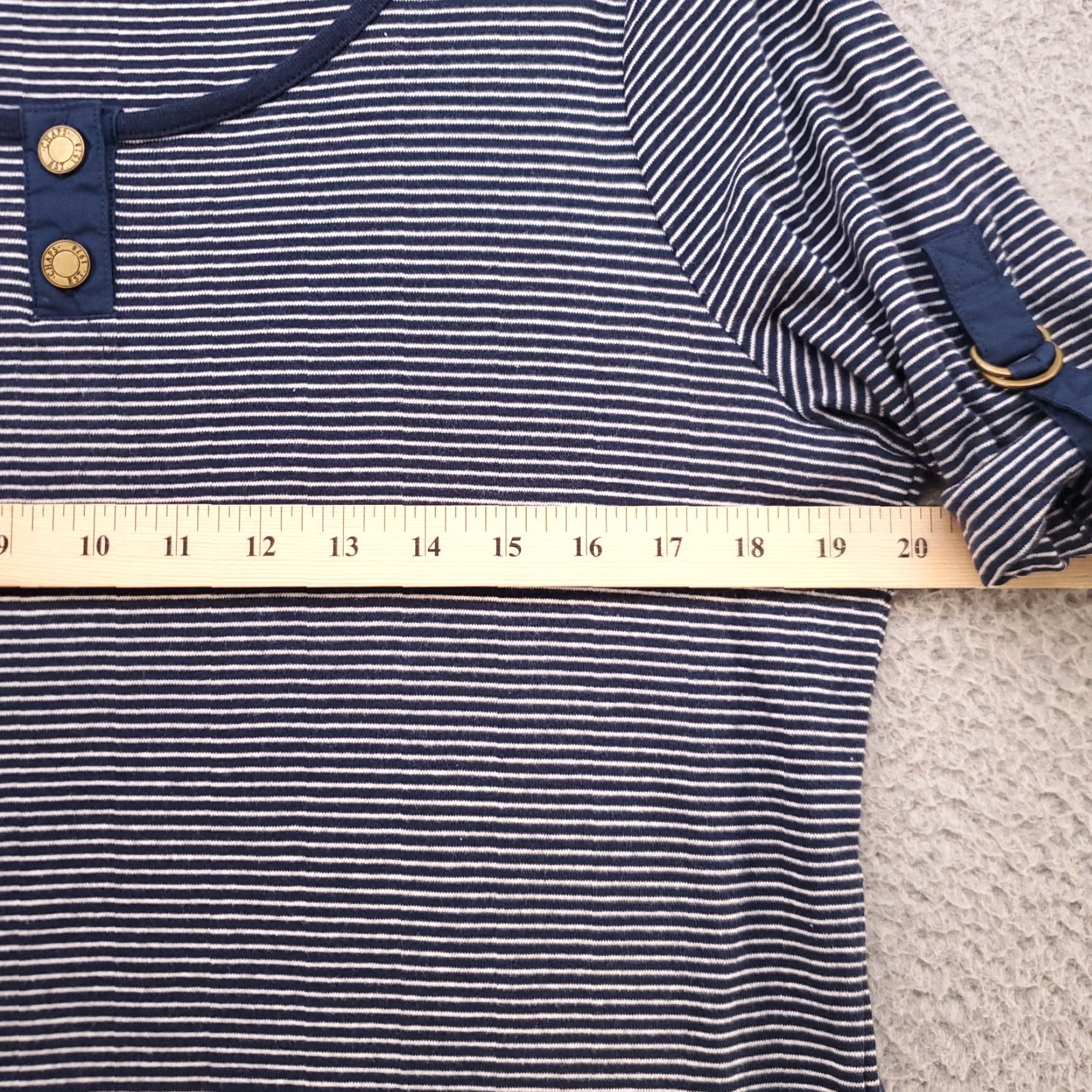 Chaps Chaps Womens Blouse 1X Size Plus Blue Nautical Striped Roll Tab Sleeve Short Sleeve Buckle Accent Size XL / US 12-14 / IT 48-50 - 6 Thumbnail