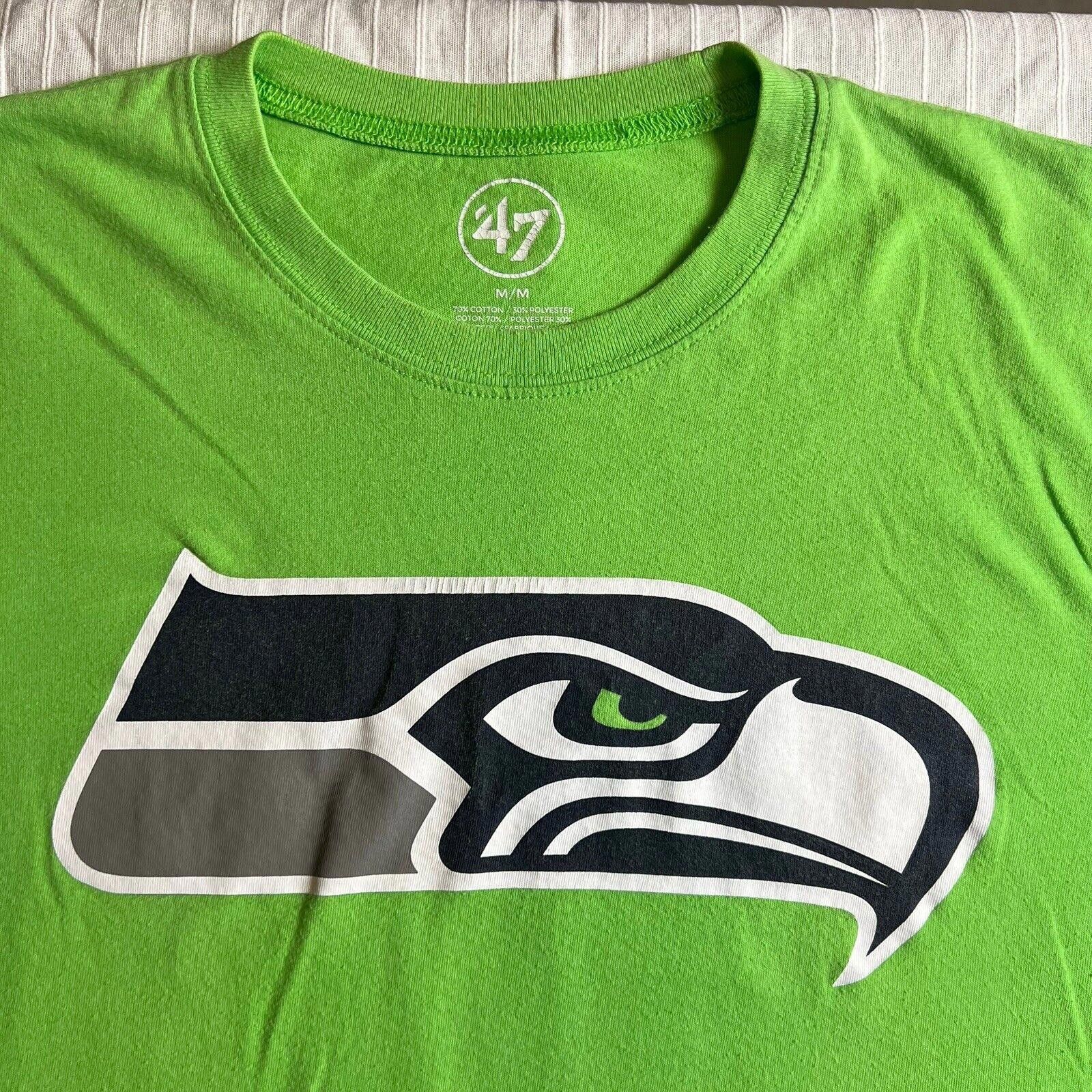 Designer '47 Seattle Seahawks Logo T-Shirt Mens M Neon Green NFL Size US M / EU 48-50 / 2 - 2 Thumbnail