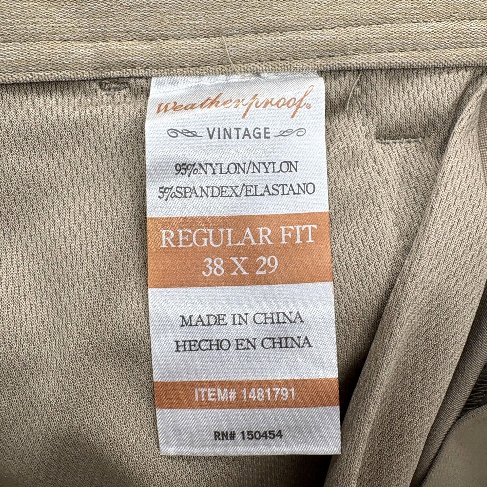 Weatherproof VINTAGE Weatherproof Tech Pant Mens 38x29 Beige Regular Chino Pants Stretch Water Resistant NWT Regular Fit Pocket Zipper 90s Travel Casual Mens Size US 38 / EU 54 - 5 Thumbnail