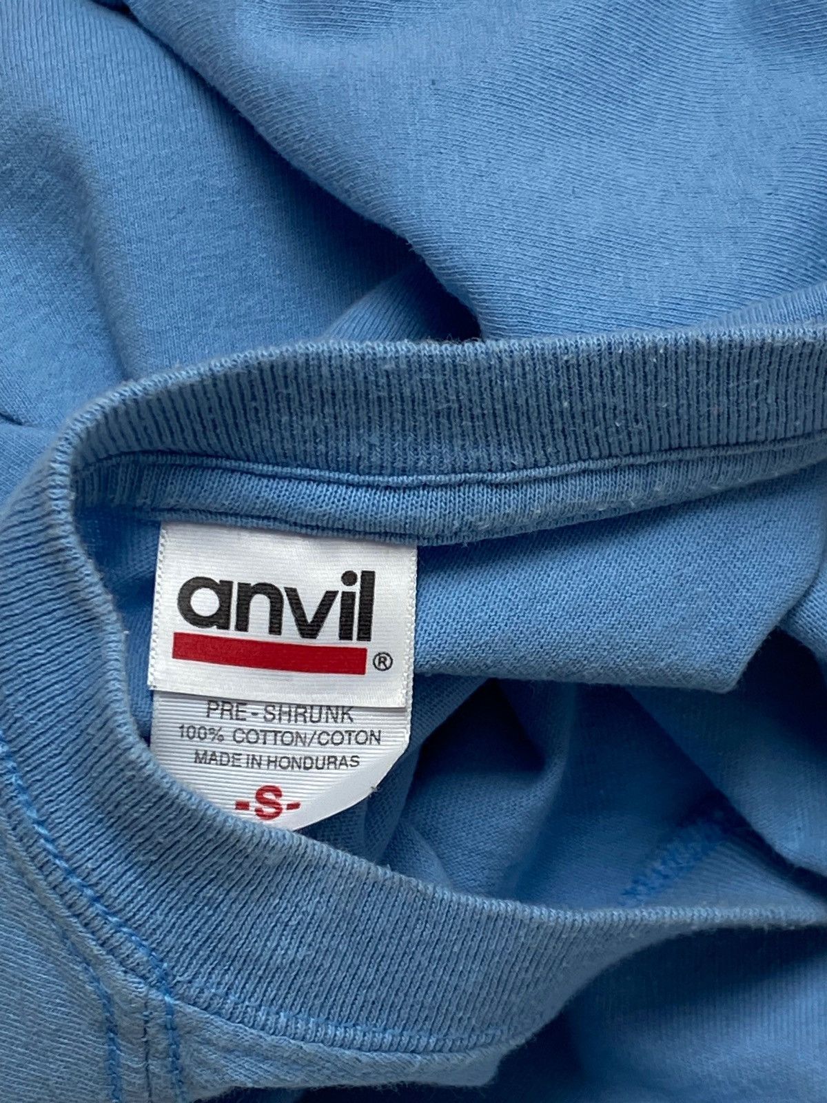 Vintage Vintage ANVIL ART OF BALANCE Soft Blue Big Logo Tee Size US S / EU 44-46 / 1 - 4 Thumbnail
