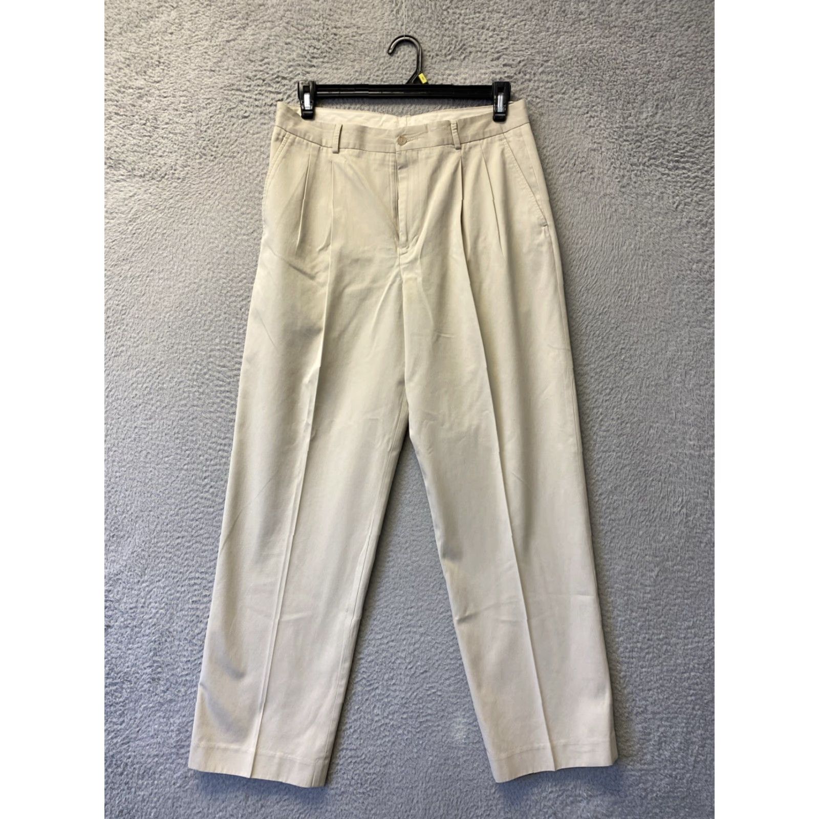 J.Crew J. Crew Men’s Chino Pants Solid Beige 34x32 Relaxed Tapered Pleated Front 100% Cotton / Selvage Button Closure Mens Pants Size US 34 / EU 50 - 2 Thumbnail