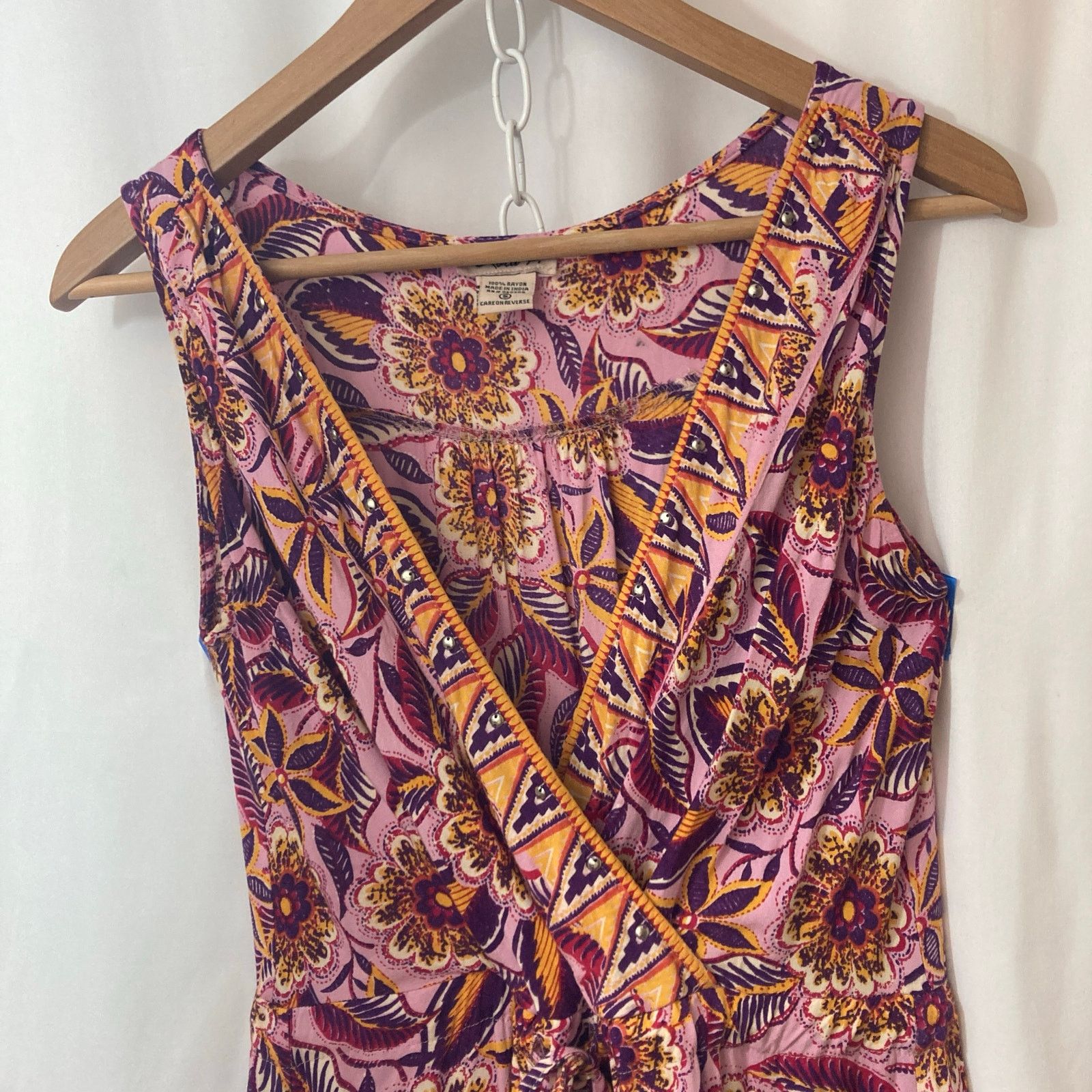 Other Lola P. Pink Orange Purple Crossover VNeck Sleeveless Dress Size S / US 4 / IT 40 - 2 Thumbnail