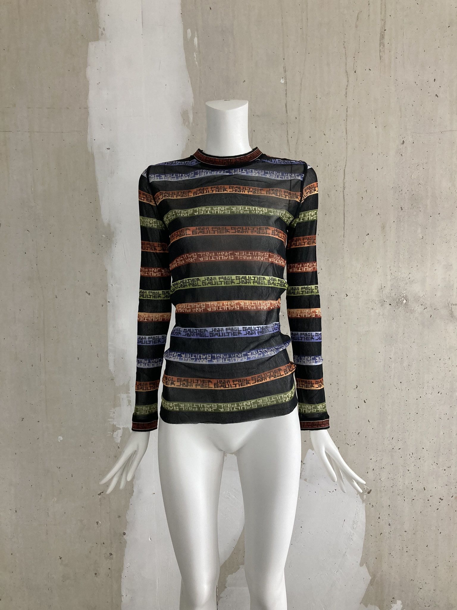 Jean Paul Gaultier Archive Mesh Striped Longsleeve Top | Grailed