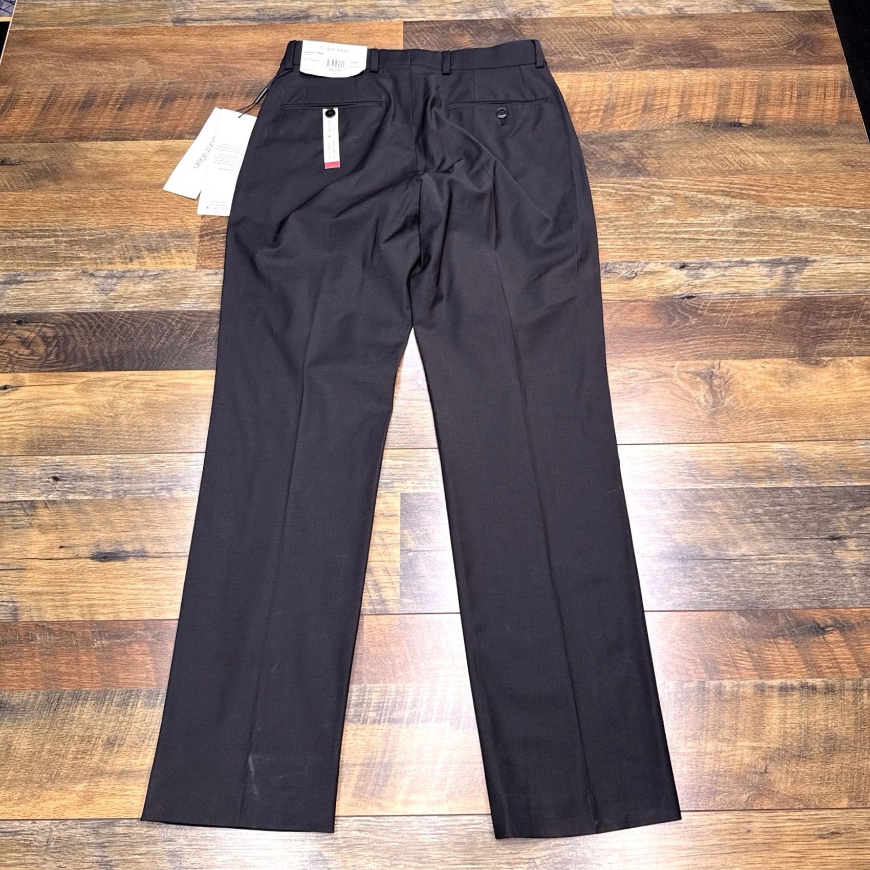 Calvin Klein Calvin Klein Pants Mens 29x30 Black Slim Fit Tapered Flat Front Wool Spandex Stretch Dress Pants Infinite Stretch New Size US 29 - 3 Thumbnail