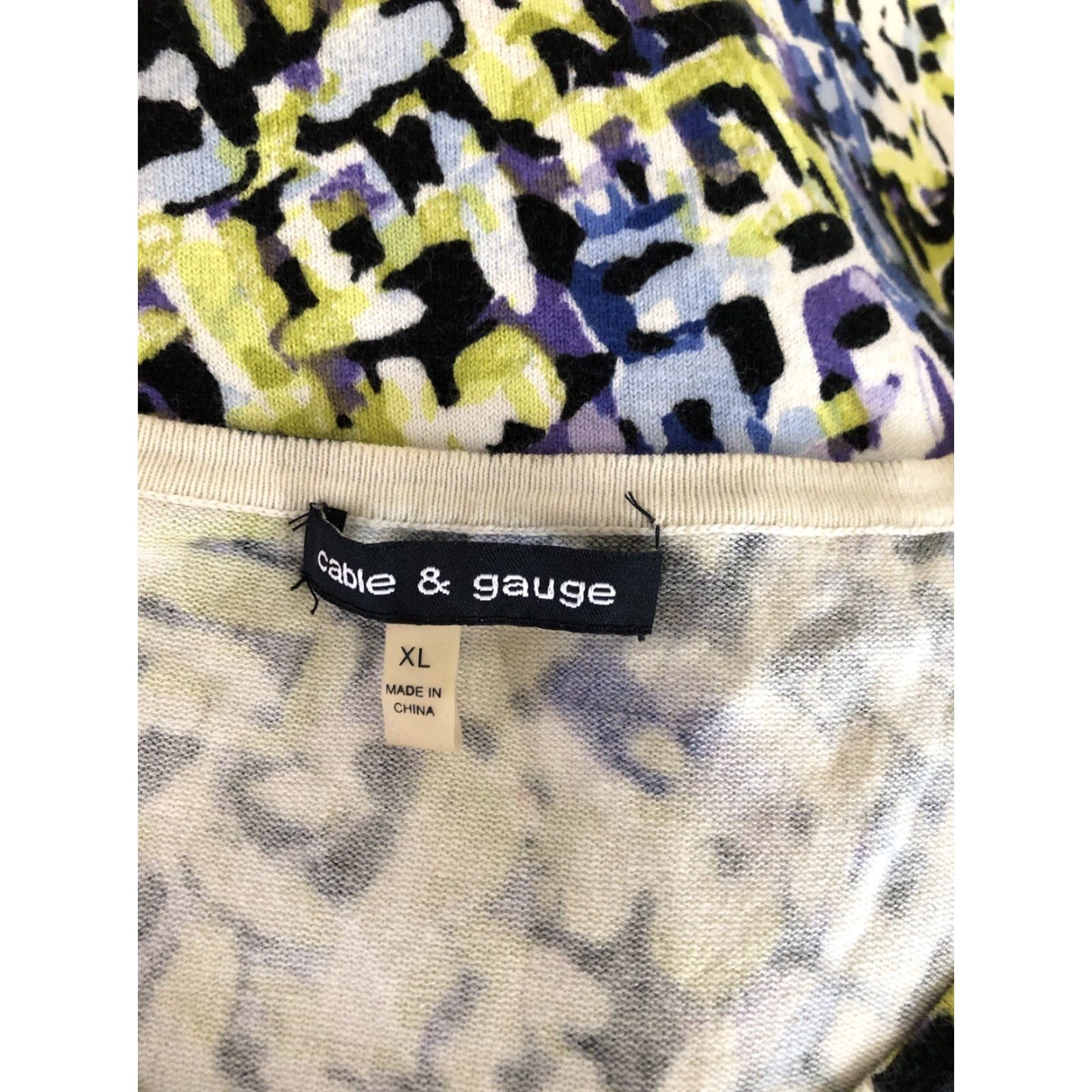 Vintage Cable & Gauge Cardigan Sweater XL Purple Lime Geometric ButtonUp 90s Y2K Womens Size XL / US 12-14 / IT 48-50 - 5 Thumbnail