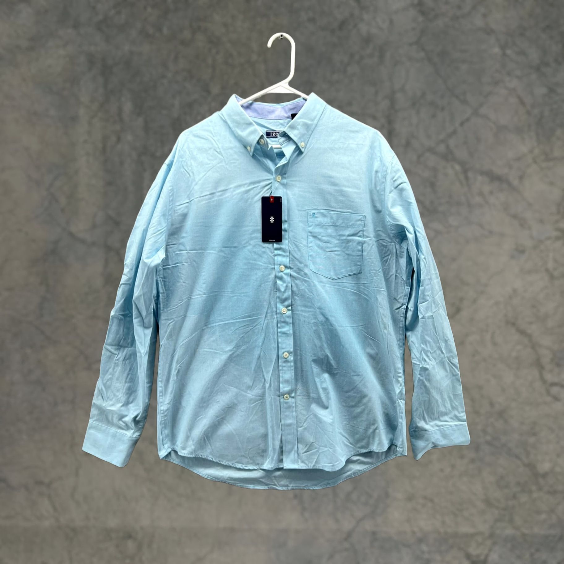 Izod IZOD Shirt Mens Large Blue Solid Long Sleeve Button Front Casual Woven NEW Size US L / EU 52-54 / 3 - 1 Thumbnail