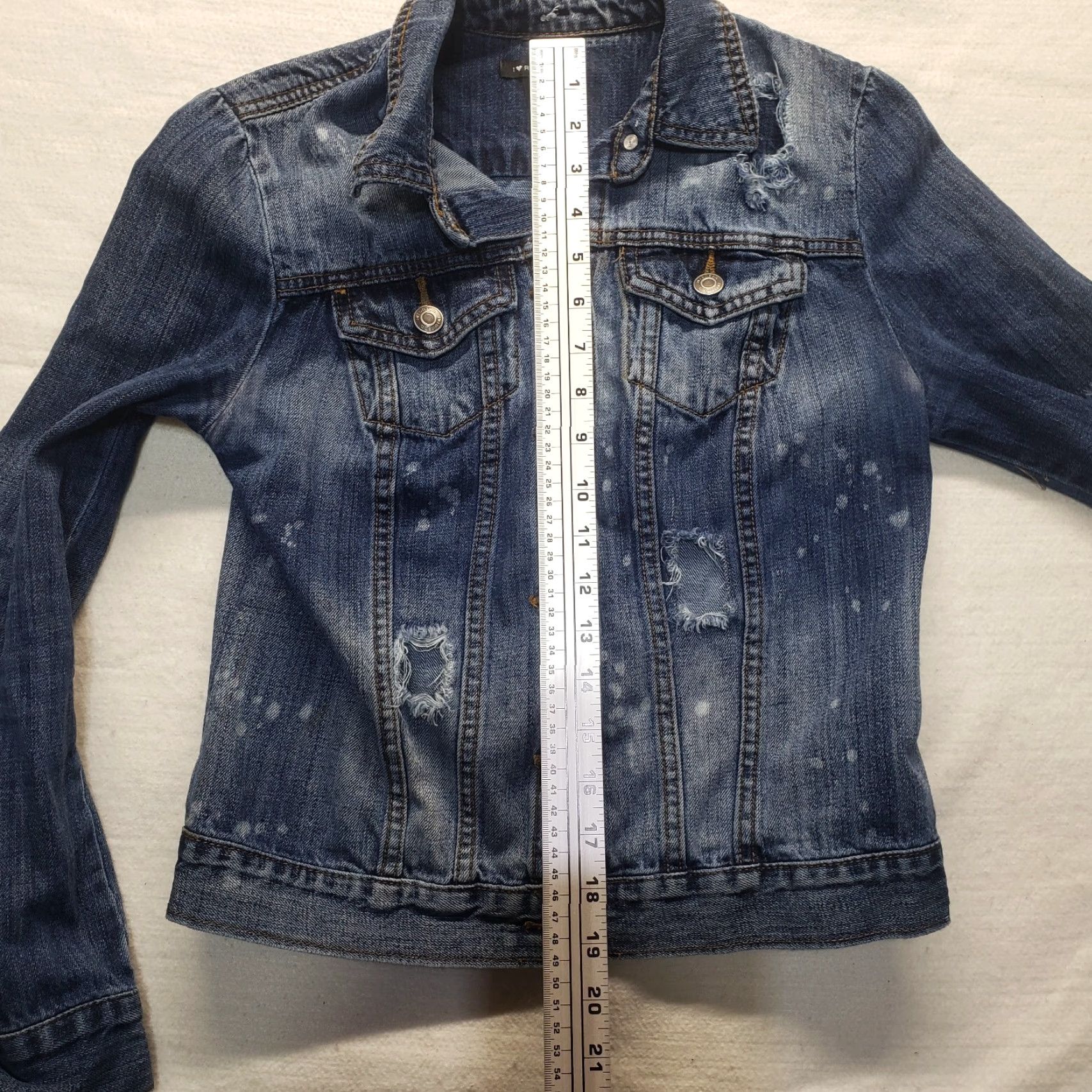 Denime I Love Ronson Denim Blue Jean Jacket Distressed Long Sleeve 100% Cotton Women XS Size XS / US 0-2 / IT 36-38 - 7 Thumbnail