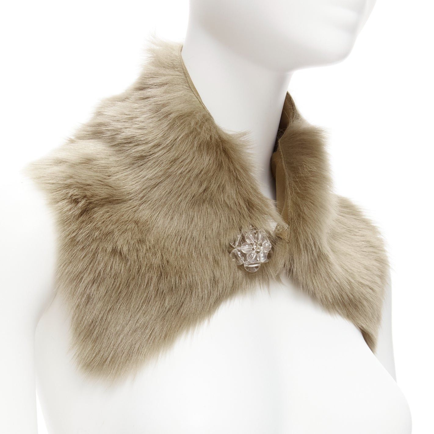 Simone Rocha new SIMONE ROCHA brown genuine fur leather clear bead embellished collar Size ONE SIZE - 1 Thumbnail