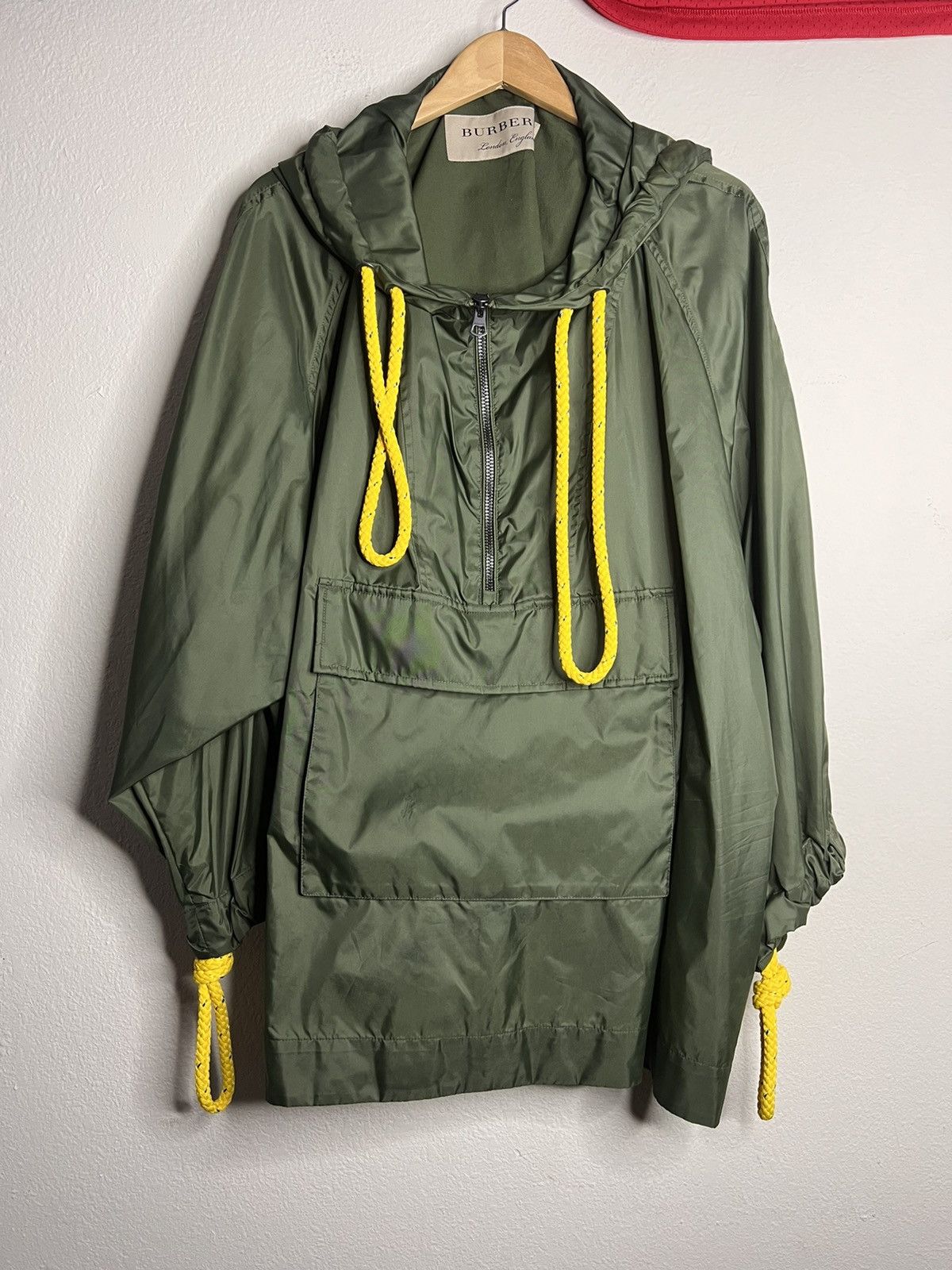 image of Burberry London Oversized Raincoat in Green, Men's (Size XL)