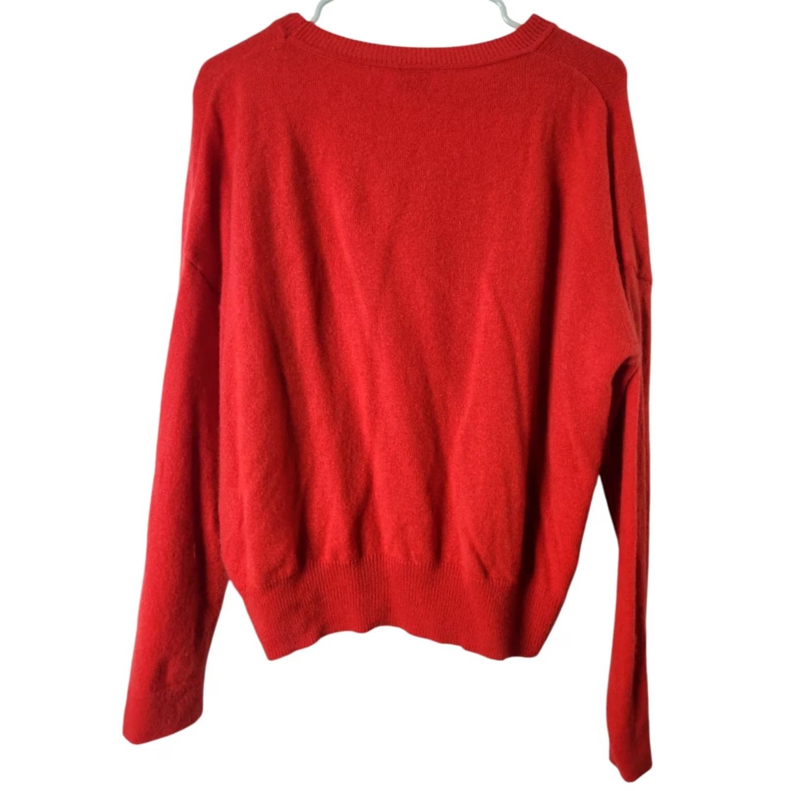Vintage 27 Miles Women's L Sweater Pullover 100% Cashmere Red Long Sleeve Heart Knit Size L / US 10 / IT 46 - 2 Thumbnail