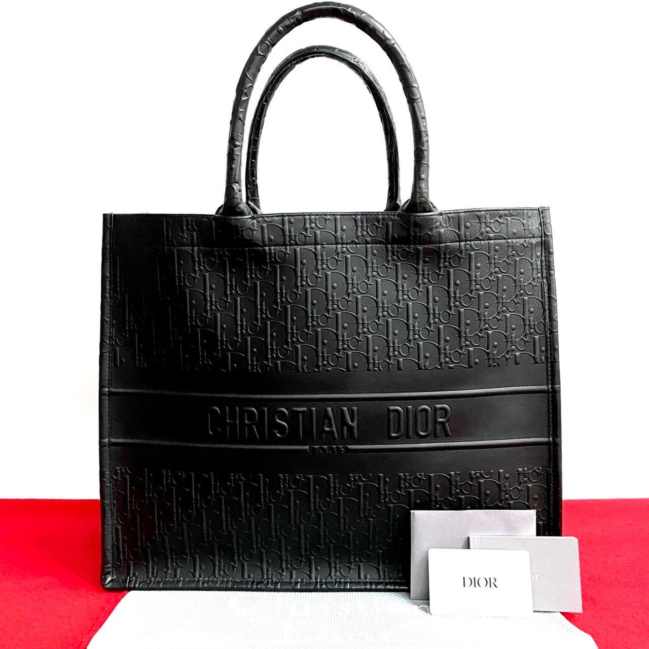 Dior Christian Dior Book Tote Leather Tote Bag Leather Tote Bag in Black, Women's