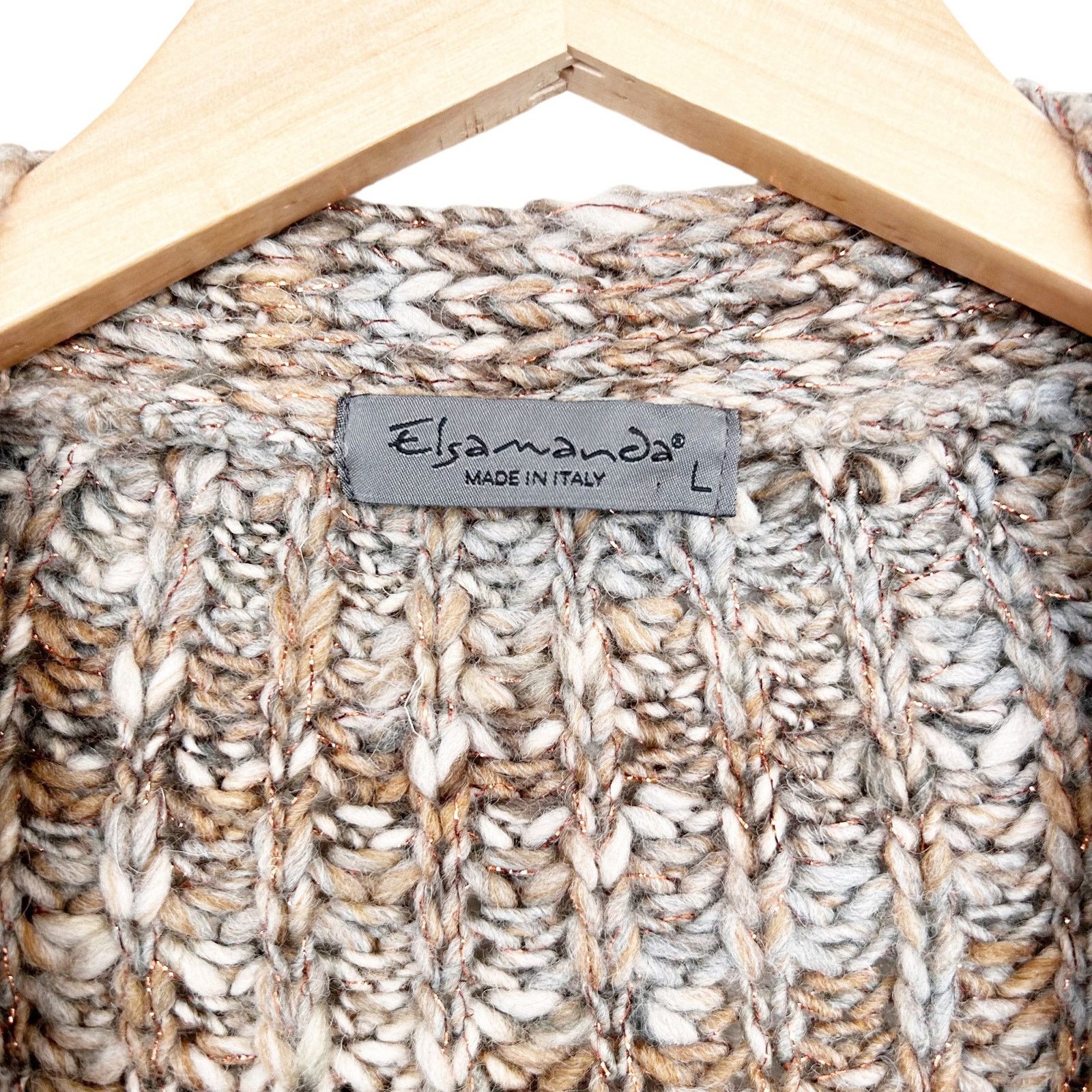 Other Elsamanda Tan Knit Wool Blend Cardigan Sz L Size L / US 10 / IT 46 - 2 Thumbnail