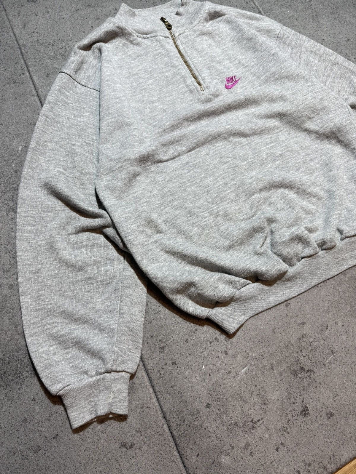 Nike Vintage 80s Nike 1/4 zip grey basic sweatshirt swoosh logo Size US S / EU 44-46 / 1 - 2 Thumbnail