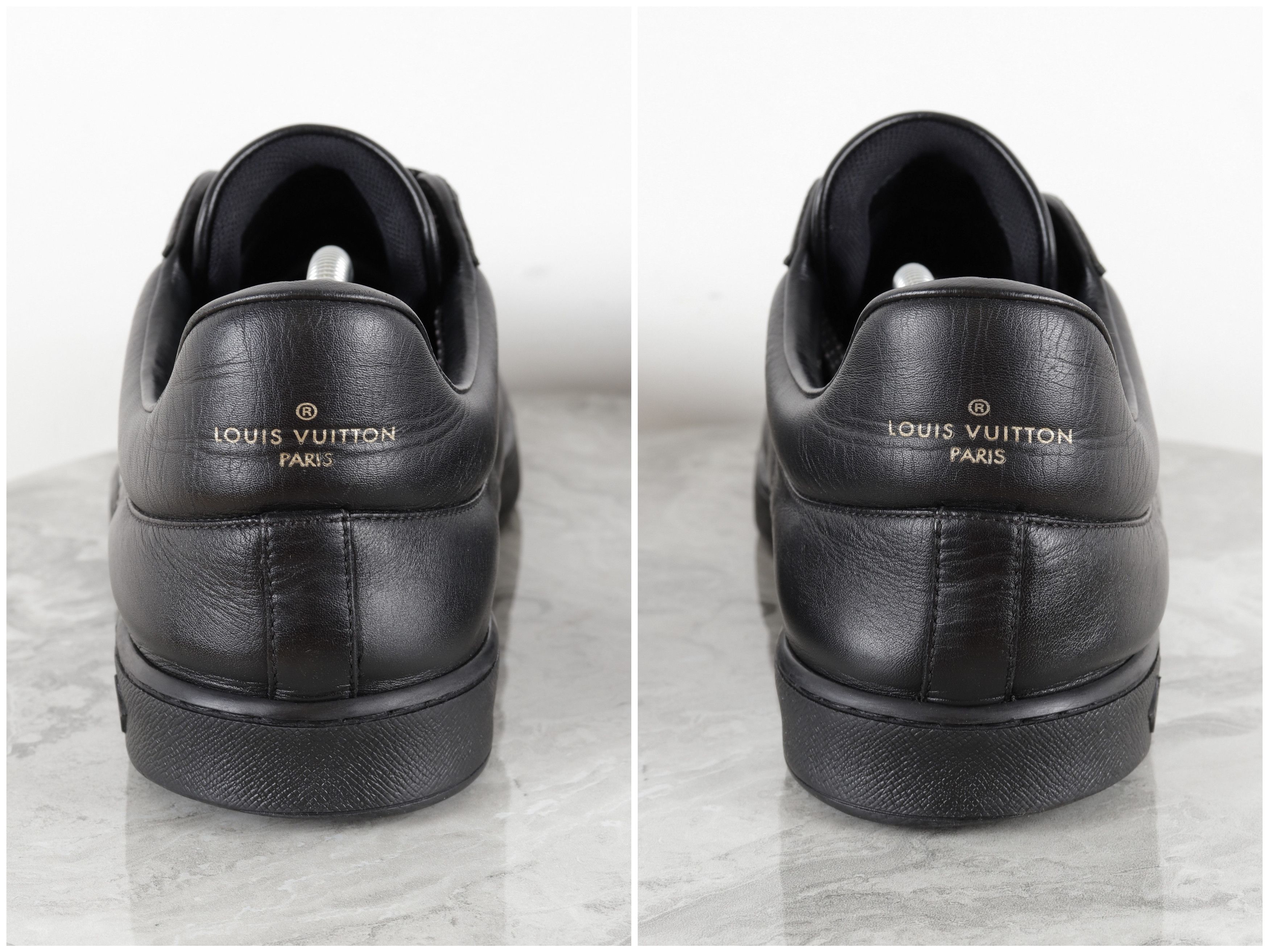 Louis Vuitton LOUIS VUITTON Black Leather Sneakers Size US 10 / EU 43 - 8 Thumbnail