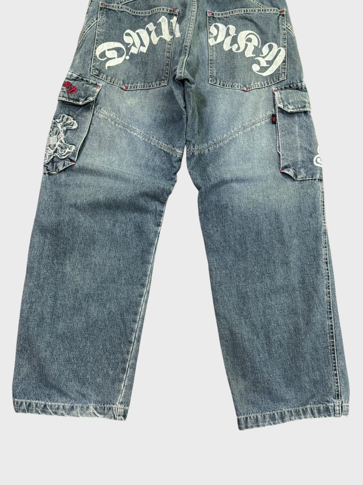 Japanese Brand BAGGY DRUNKNMUNKY CARGO SKULL PATCHES SPELLOUT DENIM Size US 27 - 13 Thumbnail