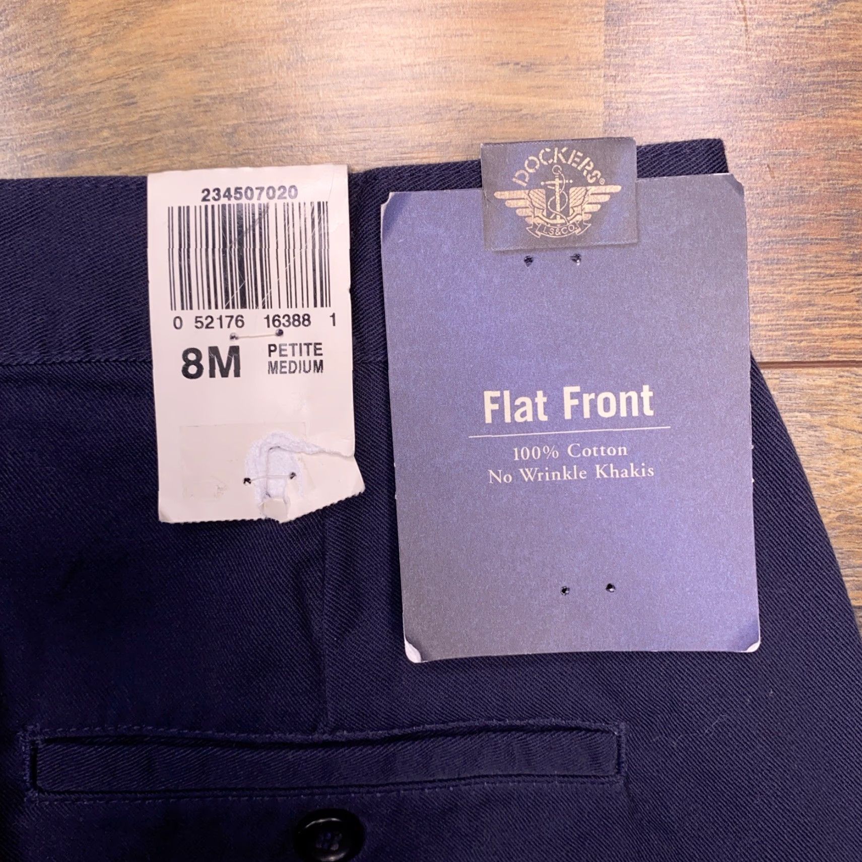 Dockers VINTAGE DOCKERS Khakis Pants Flat Front Blue Womens 8M Regular Straight High Rise Cotton Twill Size US 8 / IT 38 - 7 Thumbnail