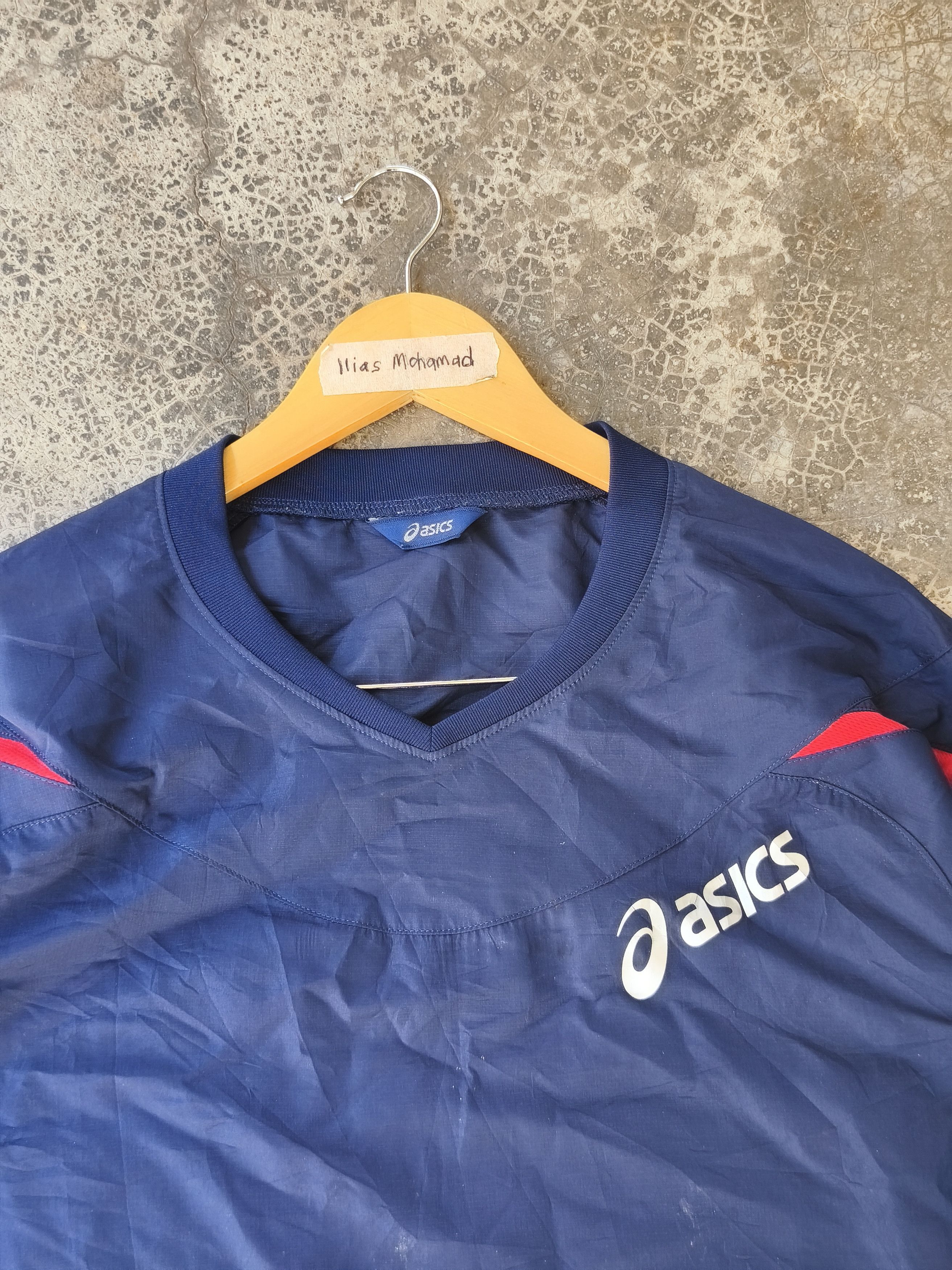 Asics Vintage ASICS Windbreaker Pullover Jacket - 2000s Navy Red Size US L / EU 52-54 / 3 - 2 Thumbnail