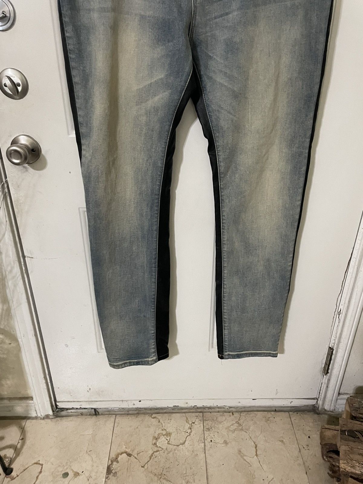 MNML Denim & Faux Leather slim fashion jeans Size US 42 / EU 58 - 4 Thumbnail