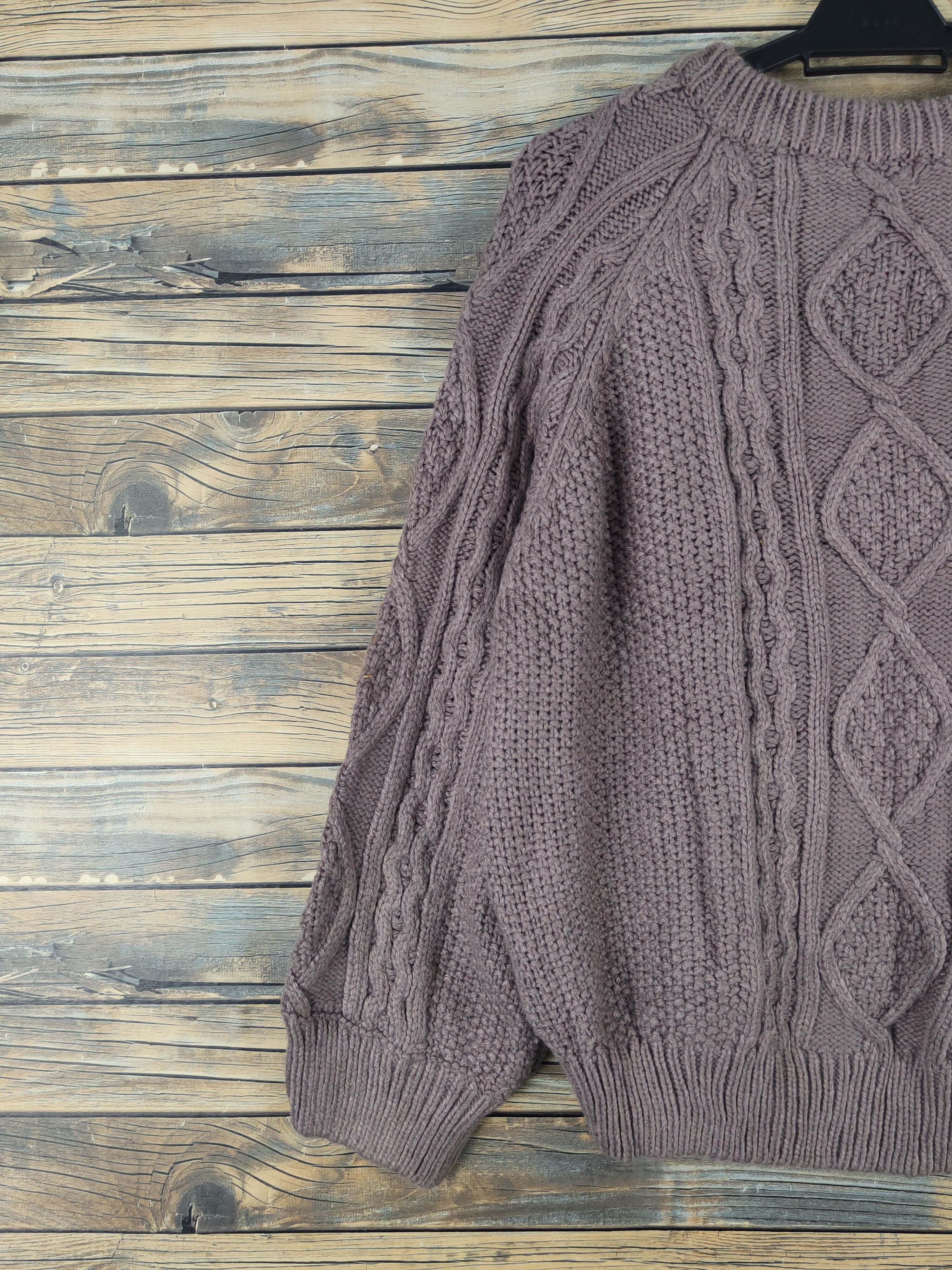 Aran Isles Knitwear GU Dusty Lavender cable Knitwear Cardigan #W1287 Size US XL / EU 56 / 4 - 8 Thumbnail