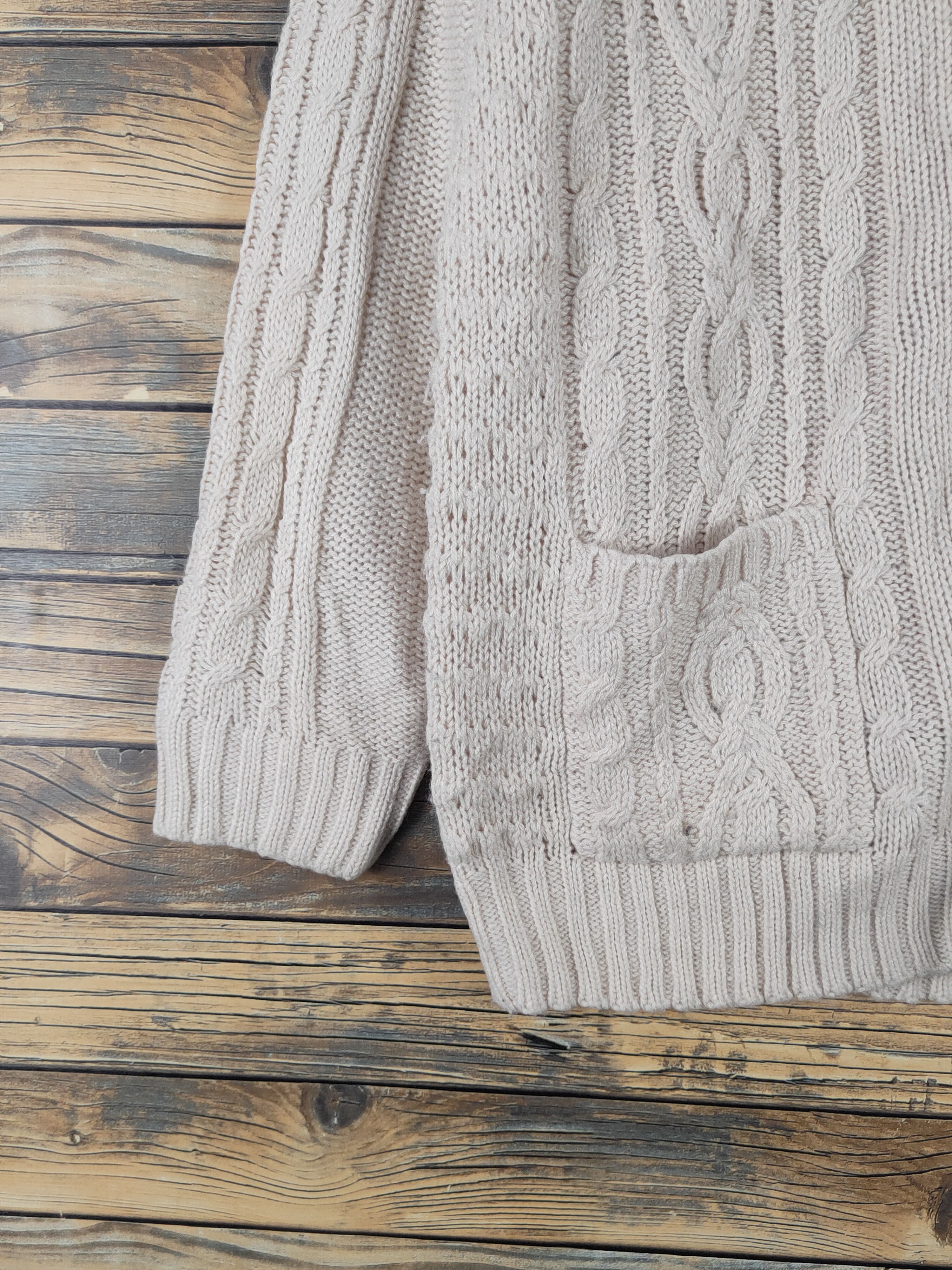 Aran Isles Knitwear Japanese Brand Beige cable Knitwear Cardigan #W1749 Size US M / EU 48-50 / 2 - 4 Thumbnail