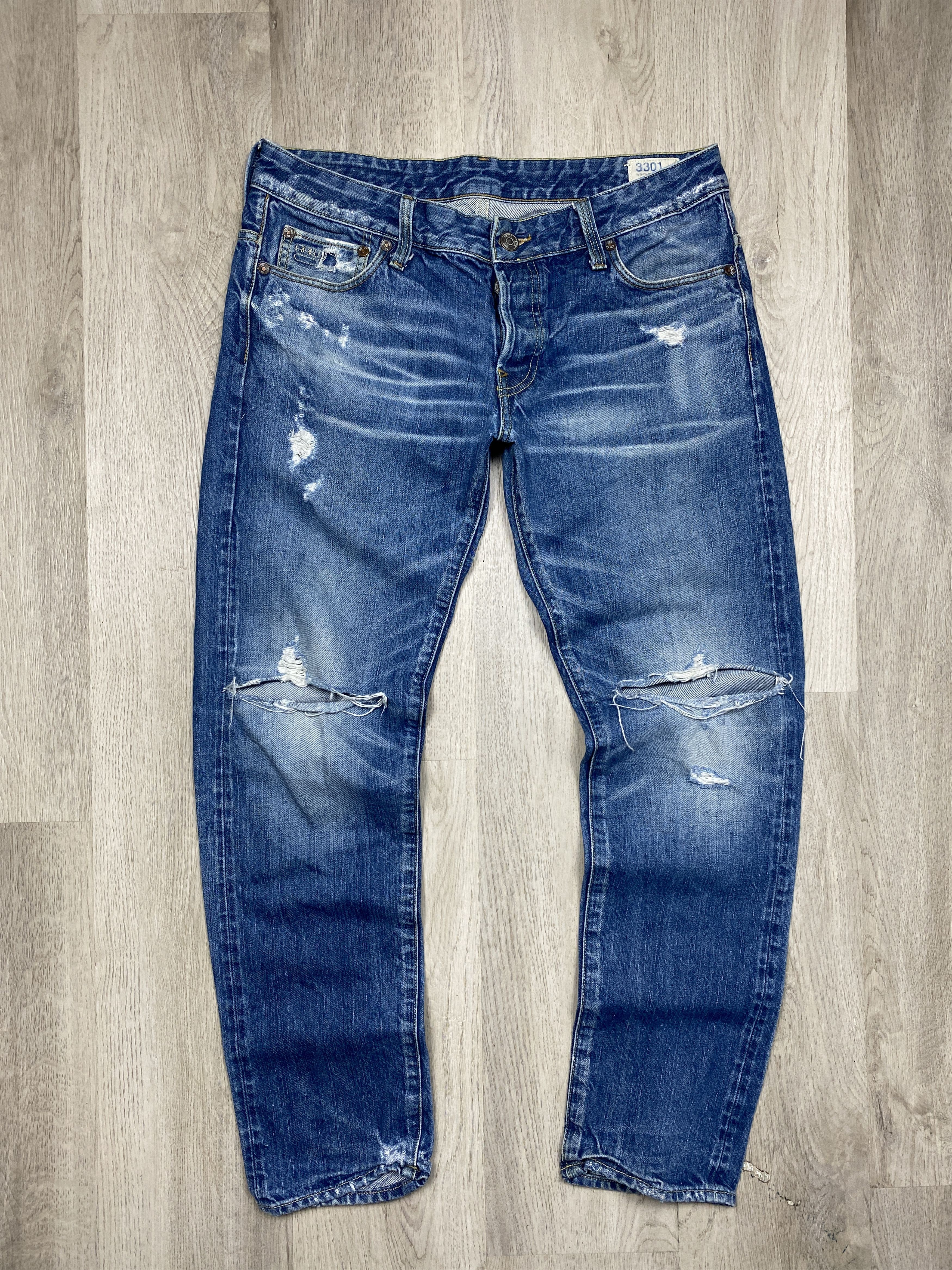 G-Star G Star Raw Mens Low Tapered Distressed Denim Pants Jeans Size US 33 - 1 Thumbnail