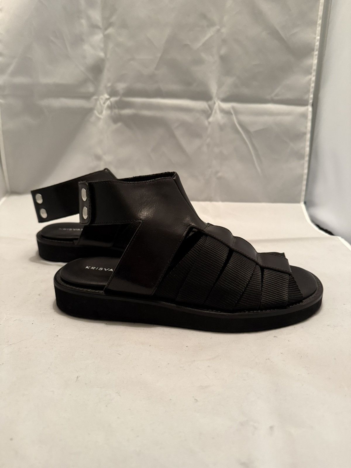 Kris Van Assche Kris Van Assche black leather and nylon strap sandals- Sz9 Size US 9 / EU 42 - 5 Thumbnail