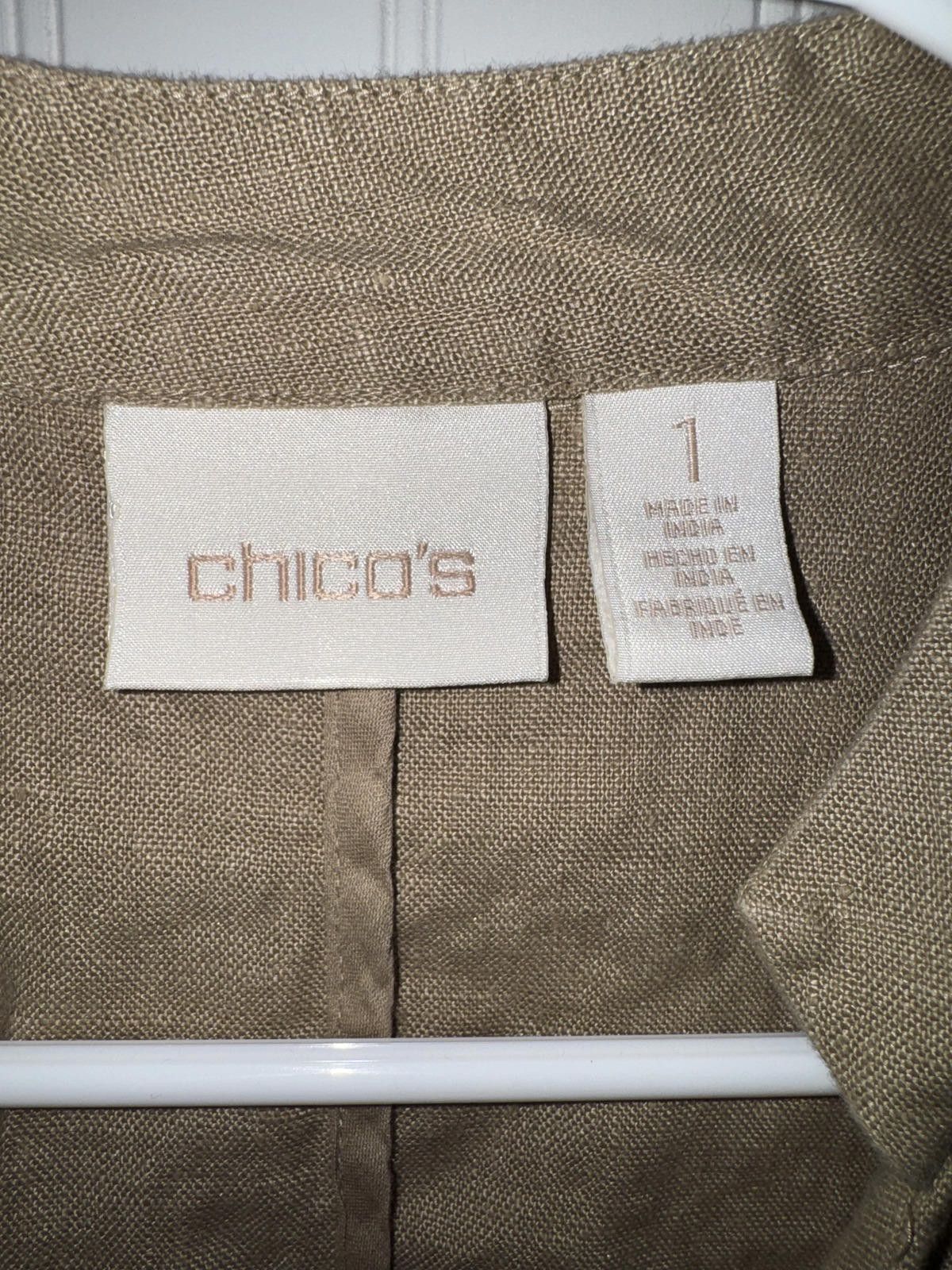 Chicos Chico's Women's Long Tan Linen Blazer Jacket Size 1 Size M / US 6-8 / IT 42-44 - 3 Thumbnail